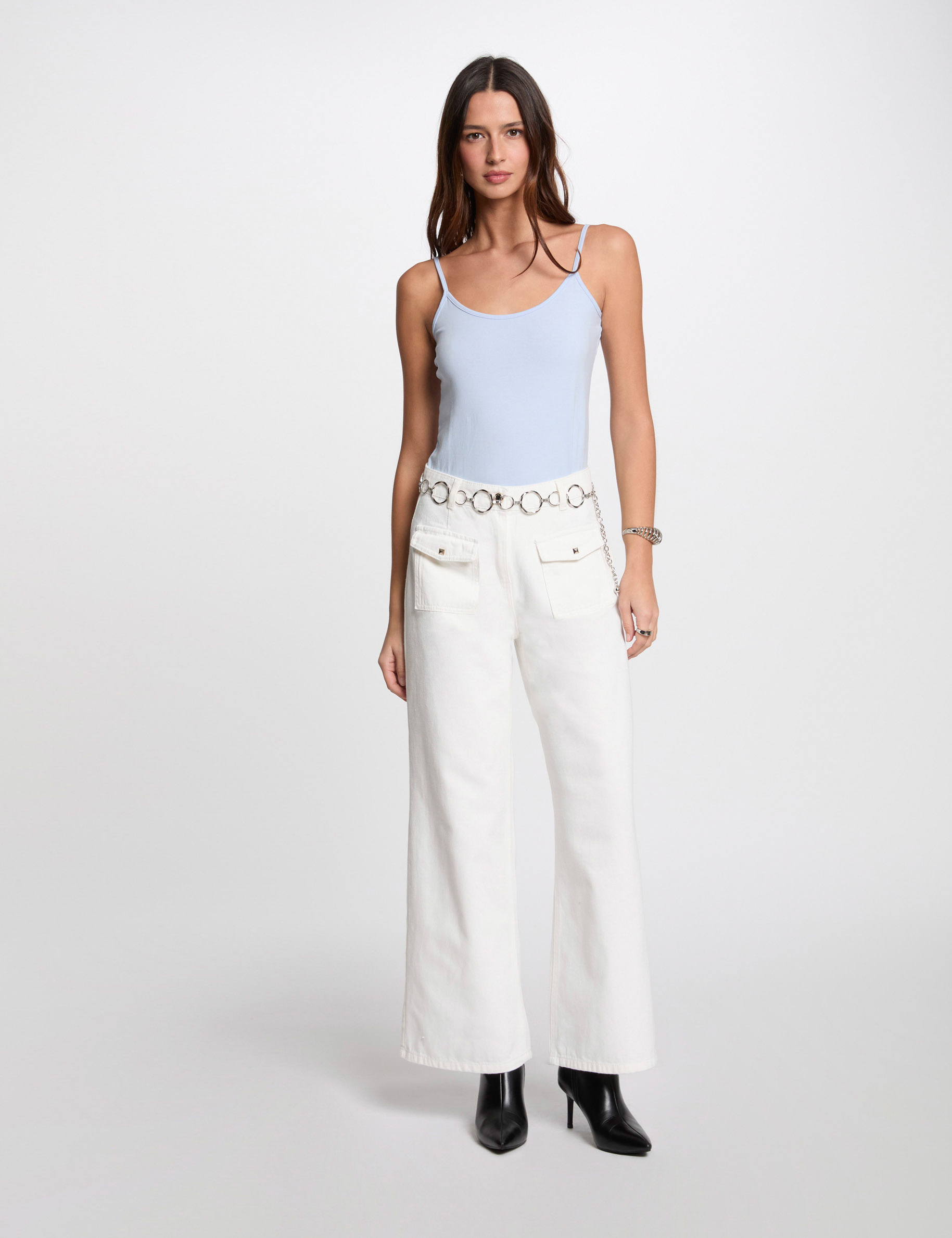 Top con tirantes finos azul cielo mujer