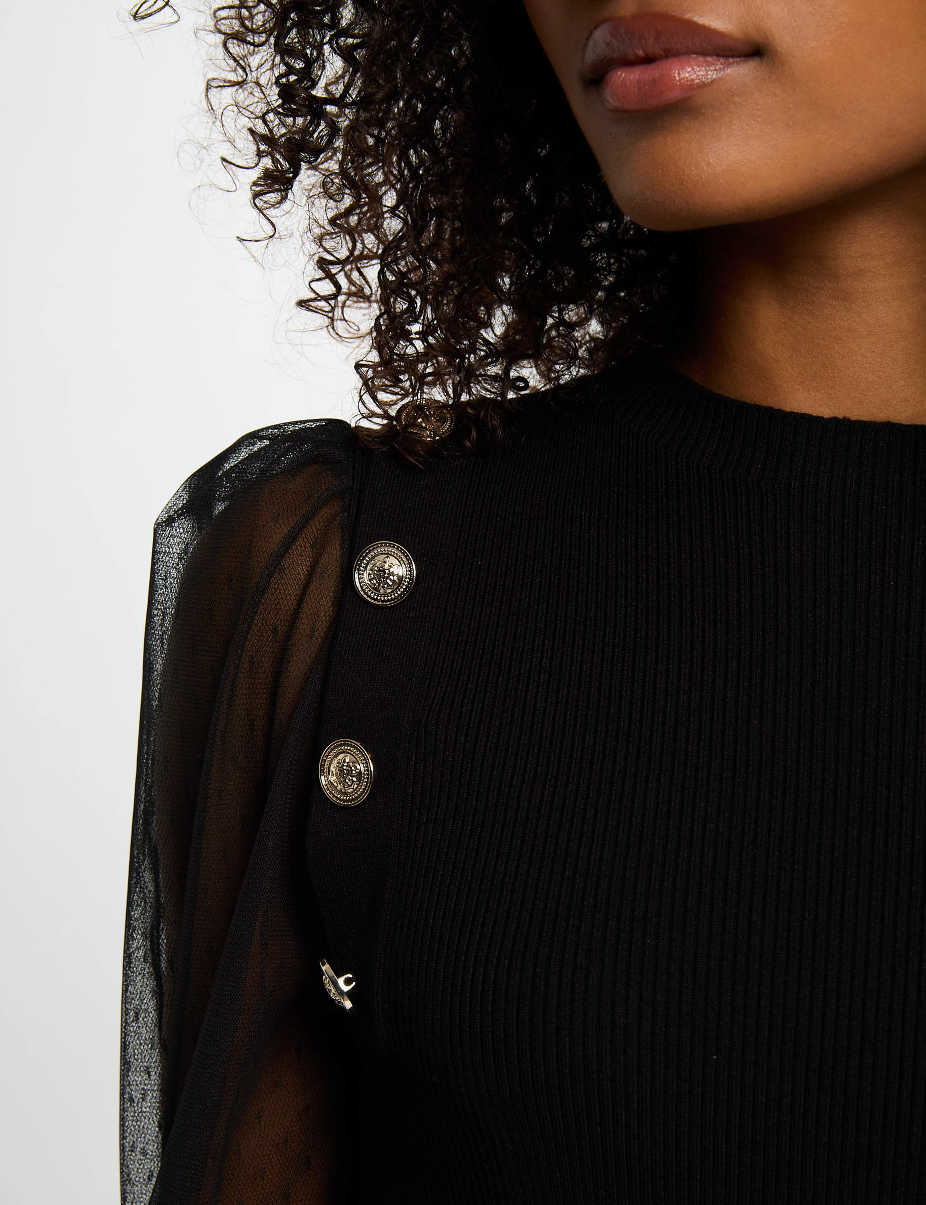 Jersey con cuello alto negro mujer