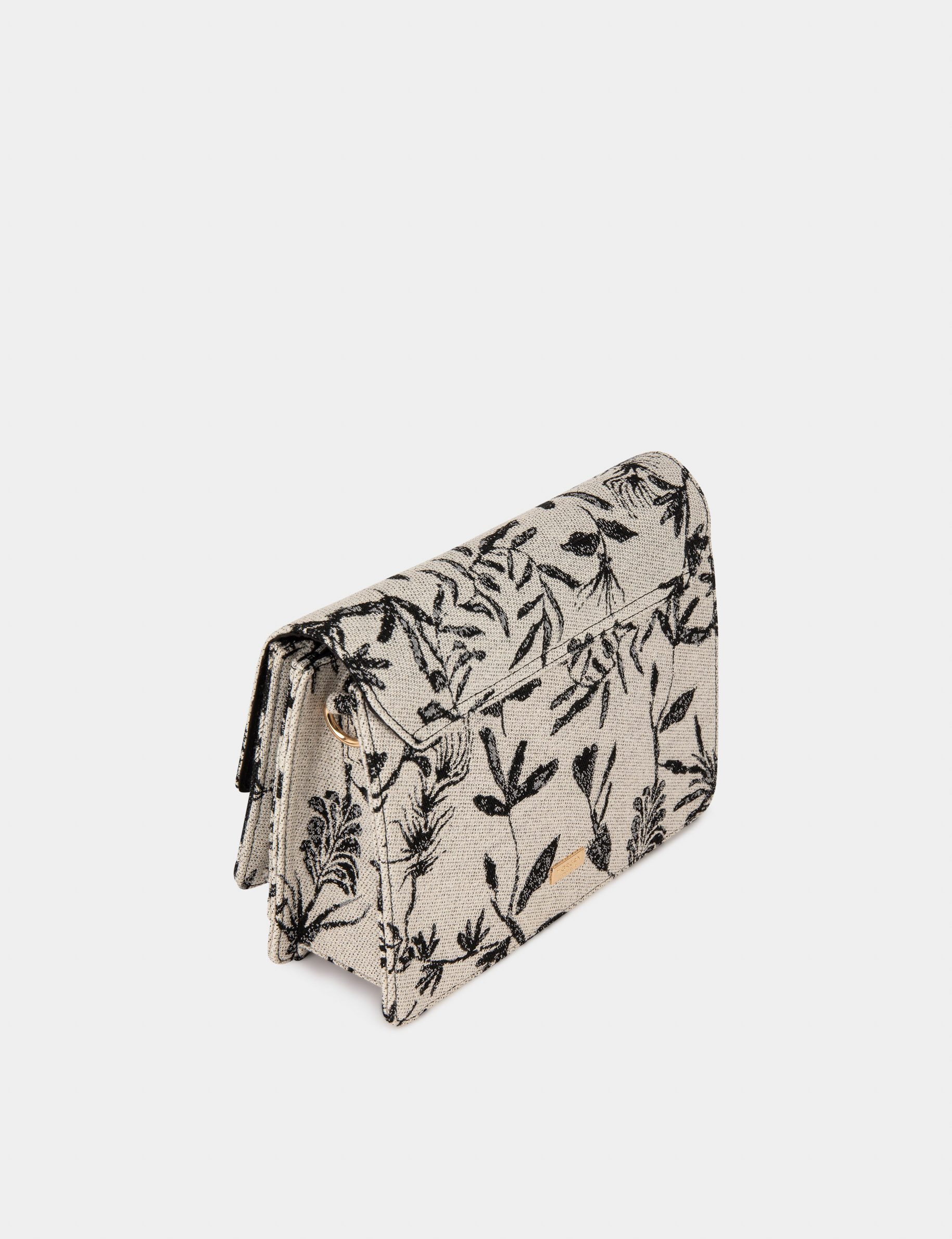 bolso con solapa estampado vegetal negro mujer Bolso con solapa estampado vegetal negro mujer