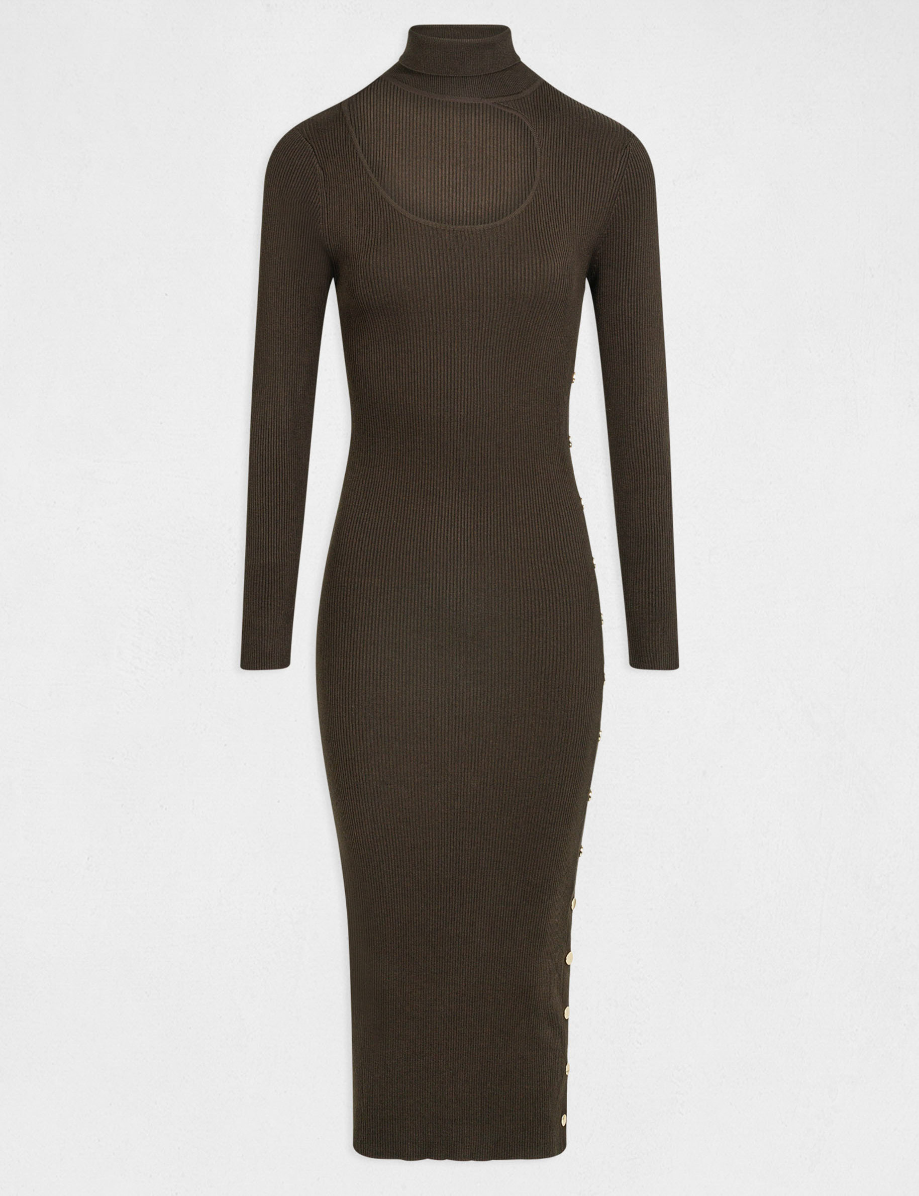 vestido de punto midi ajustado abertura verde oscuro mujer Vestido de punto midi ajustado abertura verde oscuro mujer