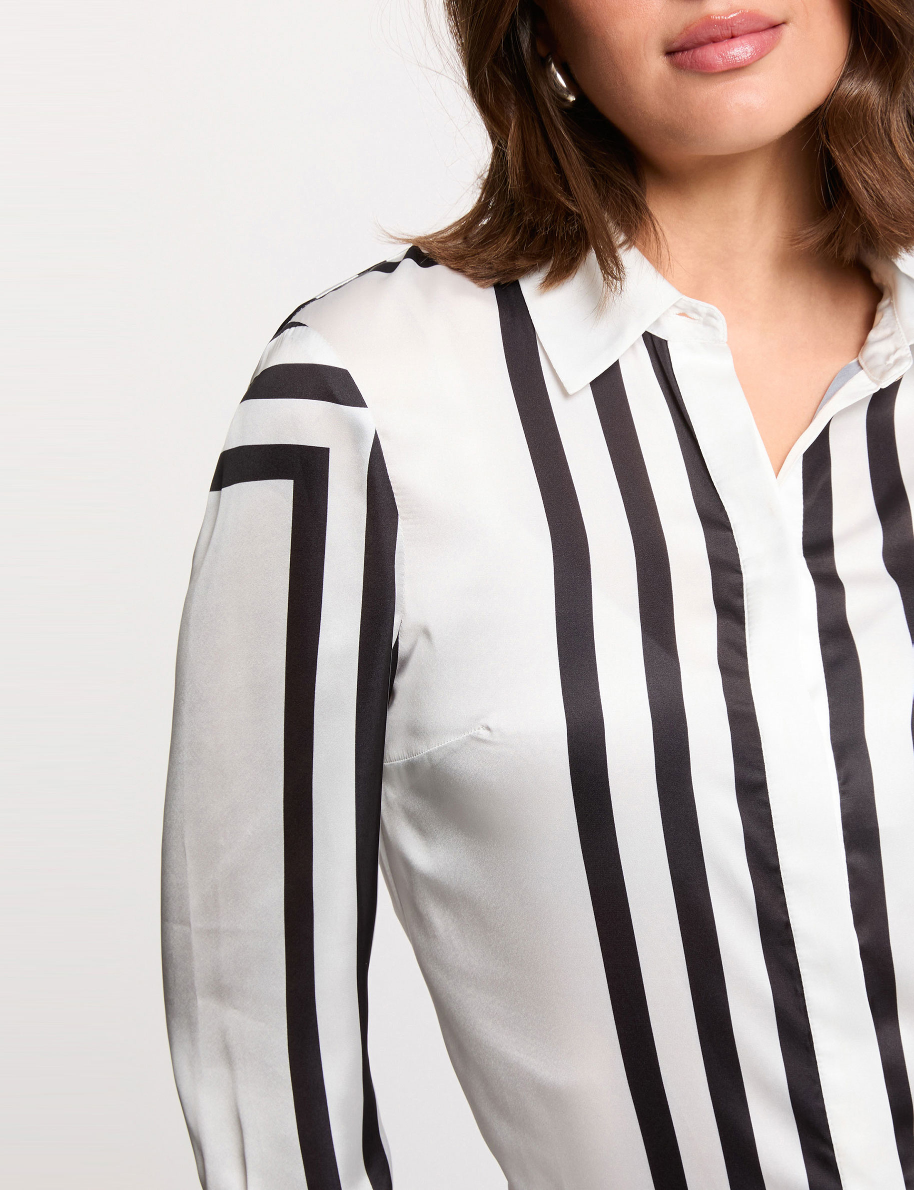 Camisa manga larga rayas blanco mujer