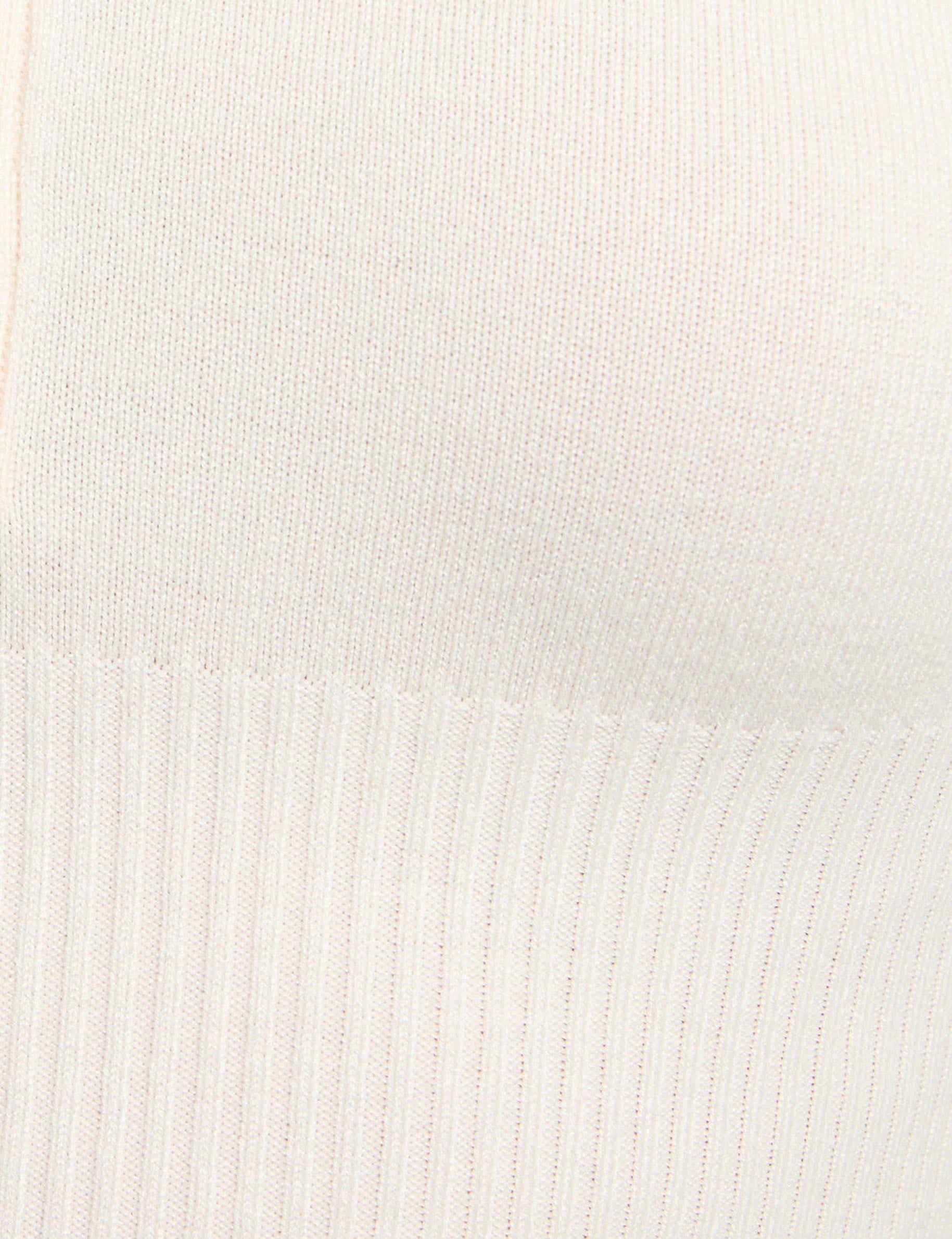 Jersey entallado con cuello polo marfil mujer