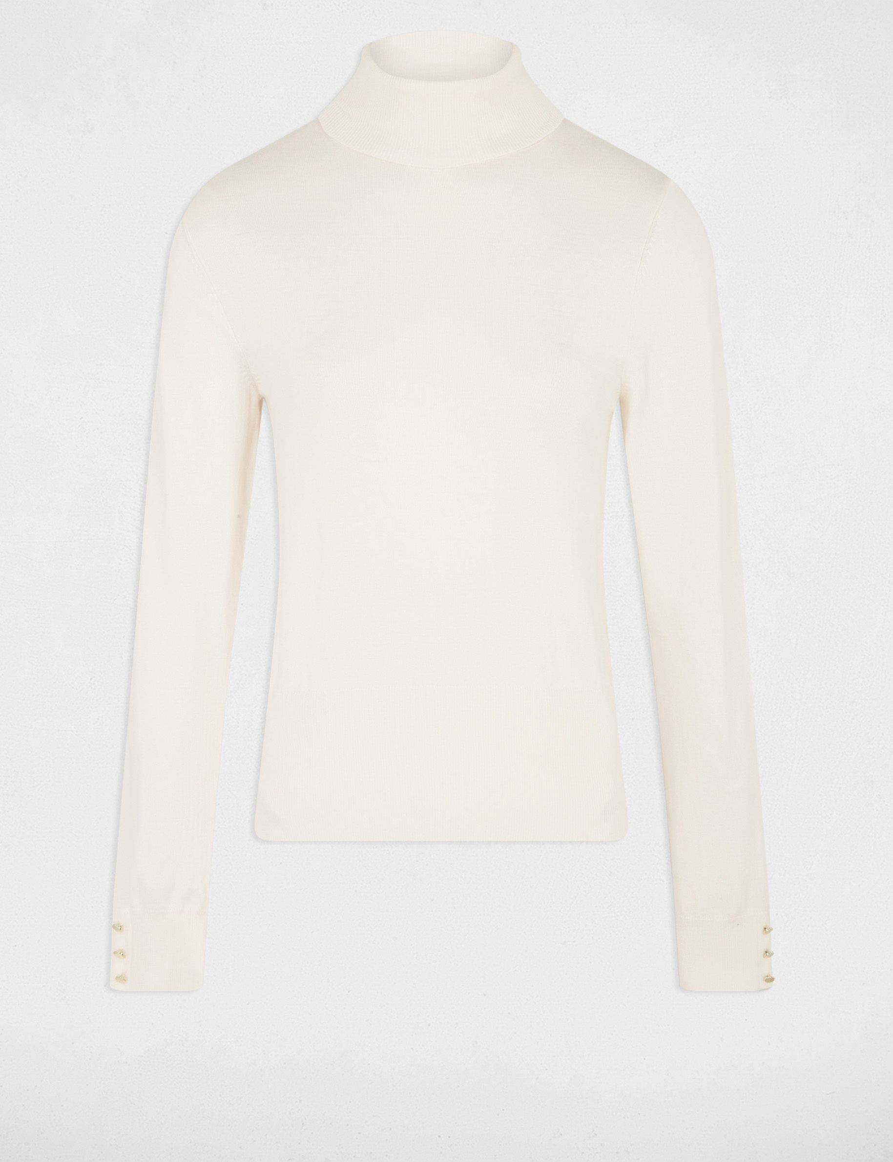 Jersey de cuello alto marfil mujer