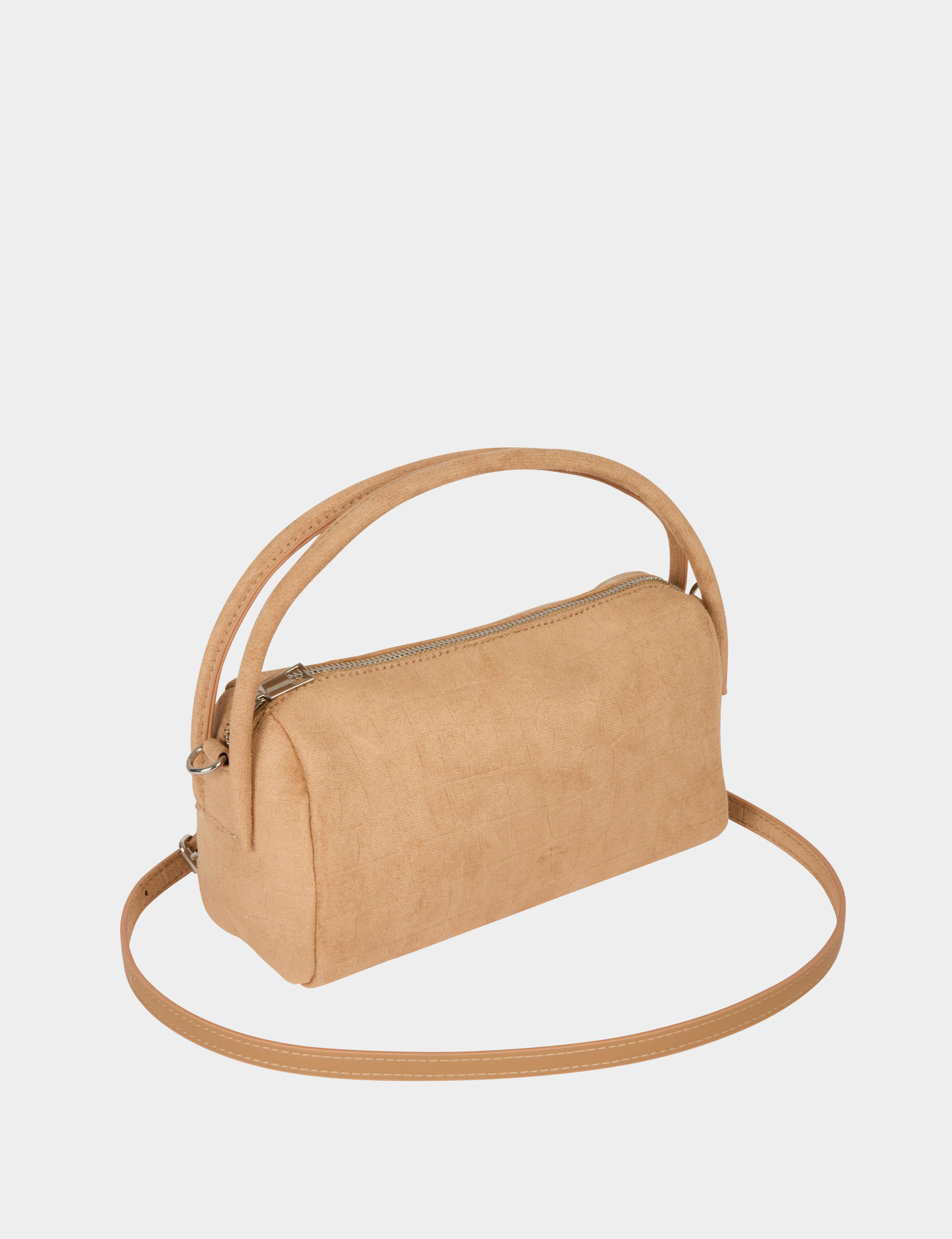 Bolso bandolera de polipiel beige mujer