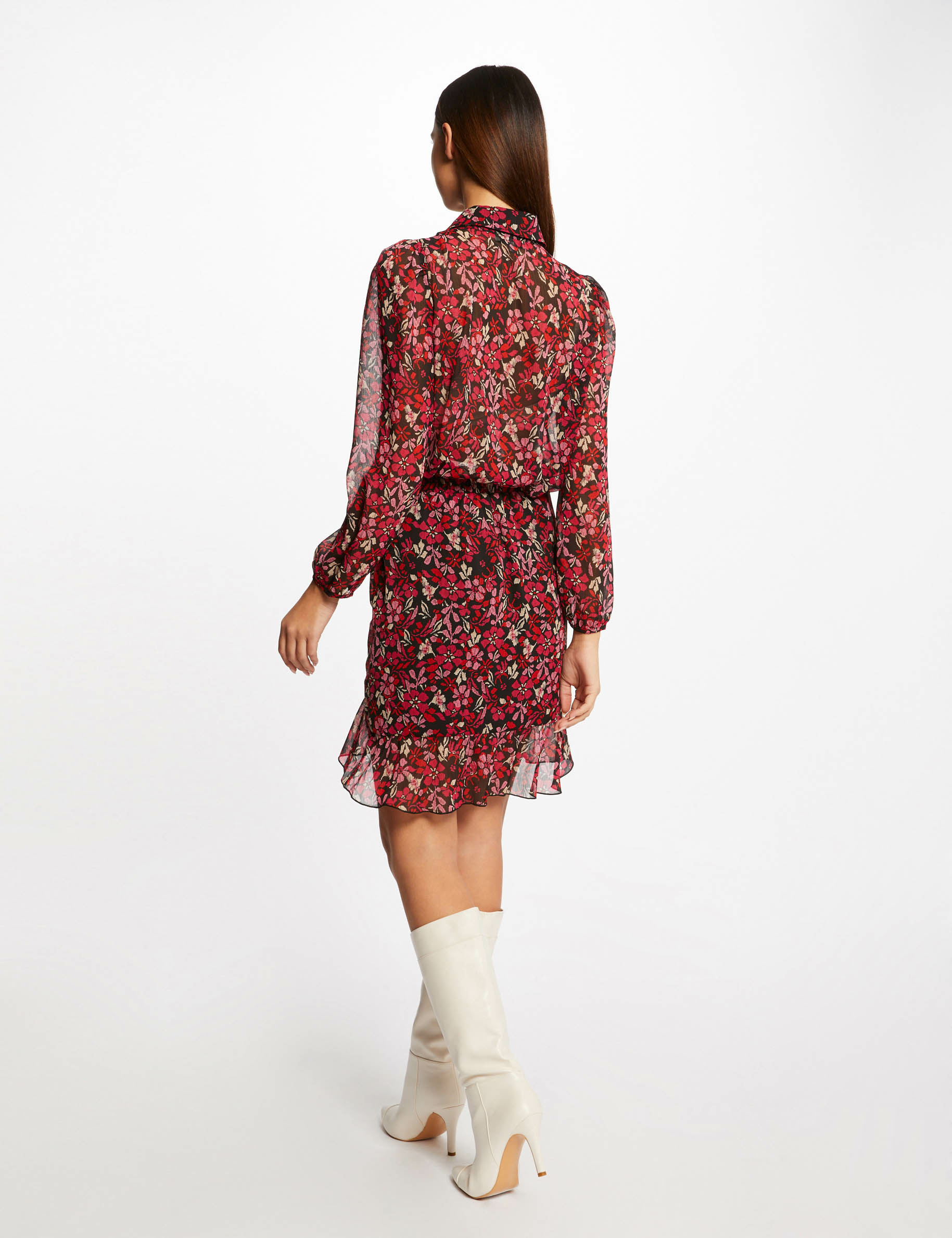 Falda recta fruncida estampada multicolor mujer Falda recta fruncida estampada multicolor mujer