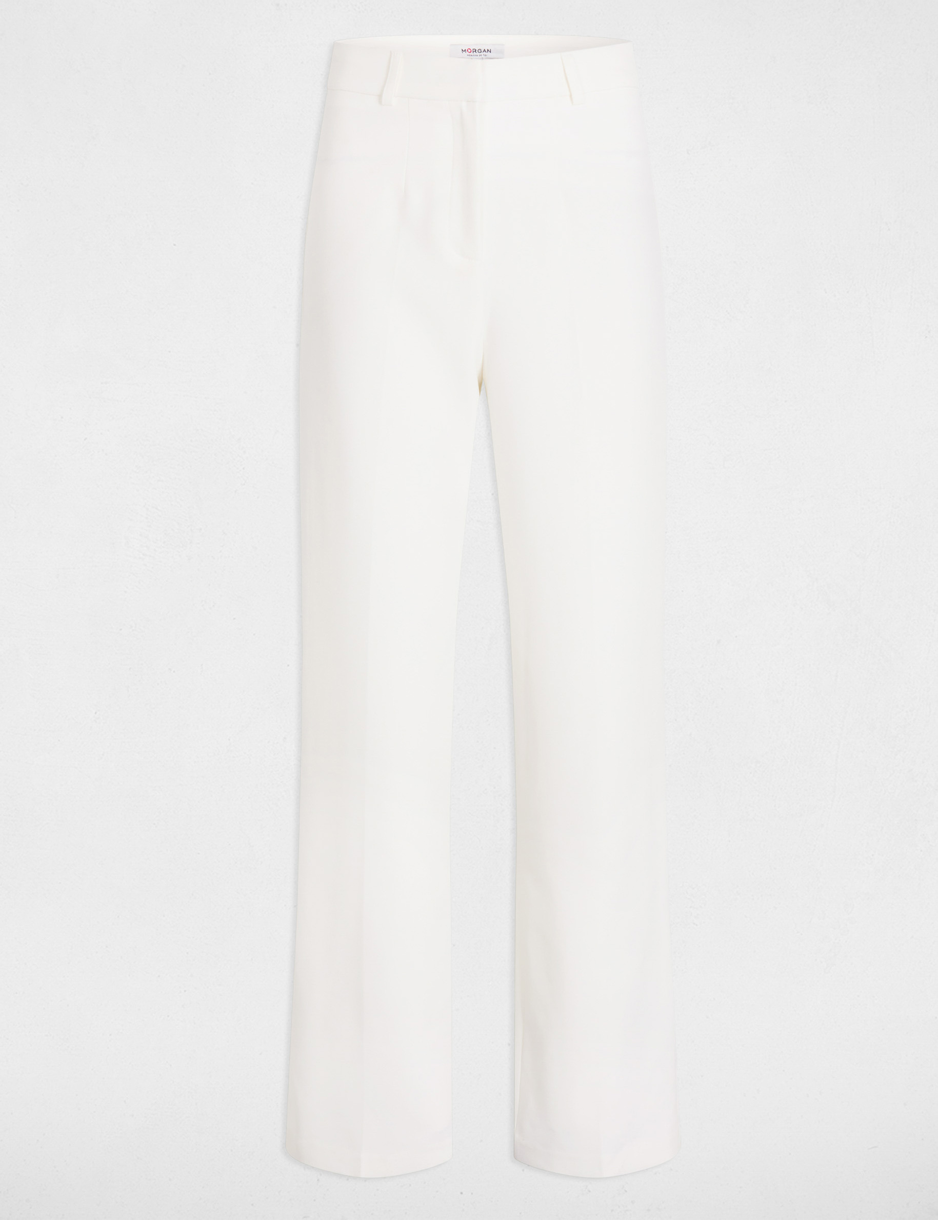 pantalon recto con pinzas blanco mujer Pantalón recto con pinzas blanco mujer