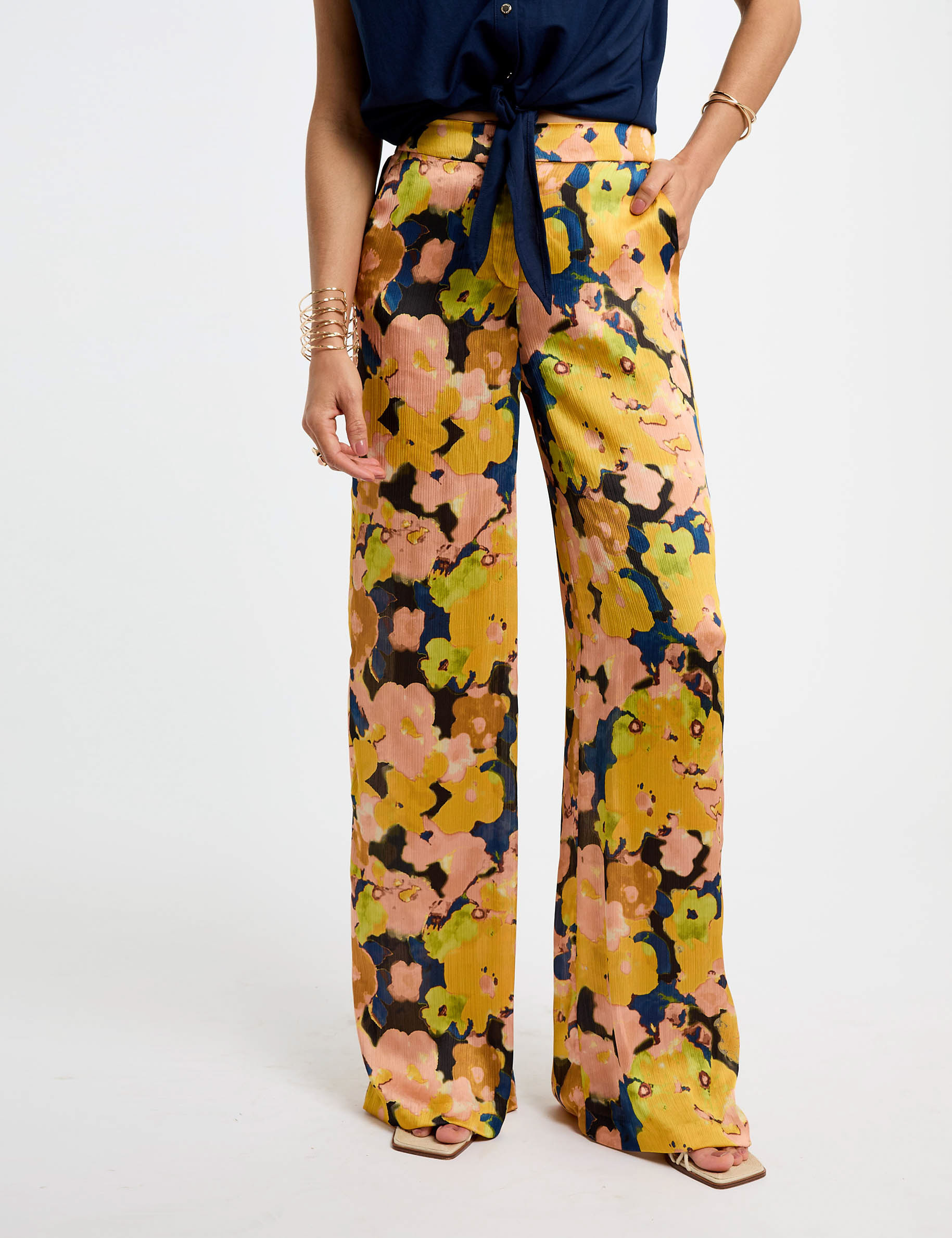 pantalon pernera ancha multicolor mujer Pantalón pernera ancha multicolor mujer