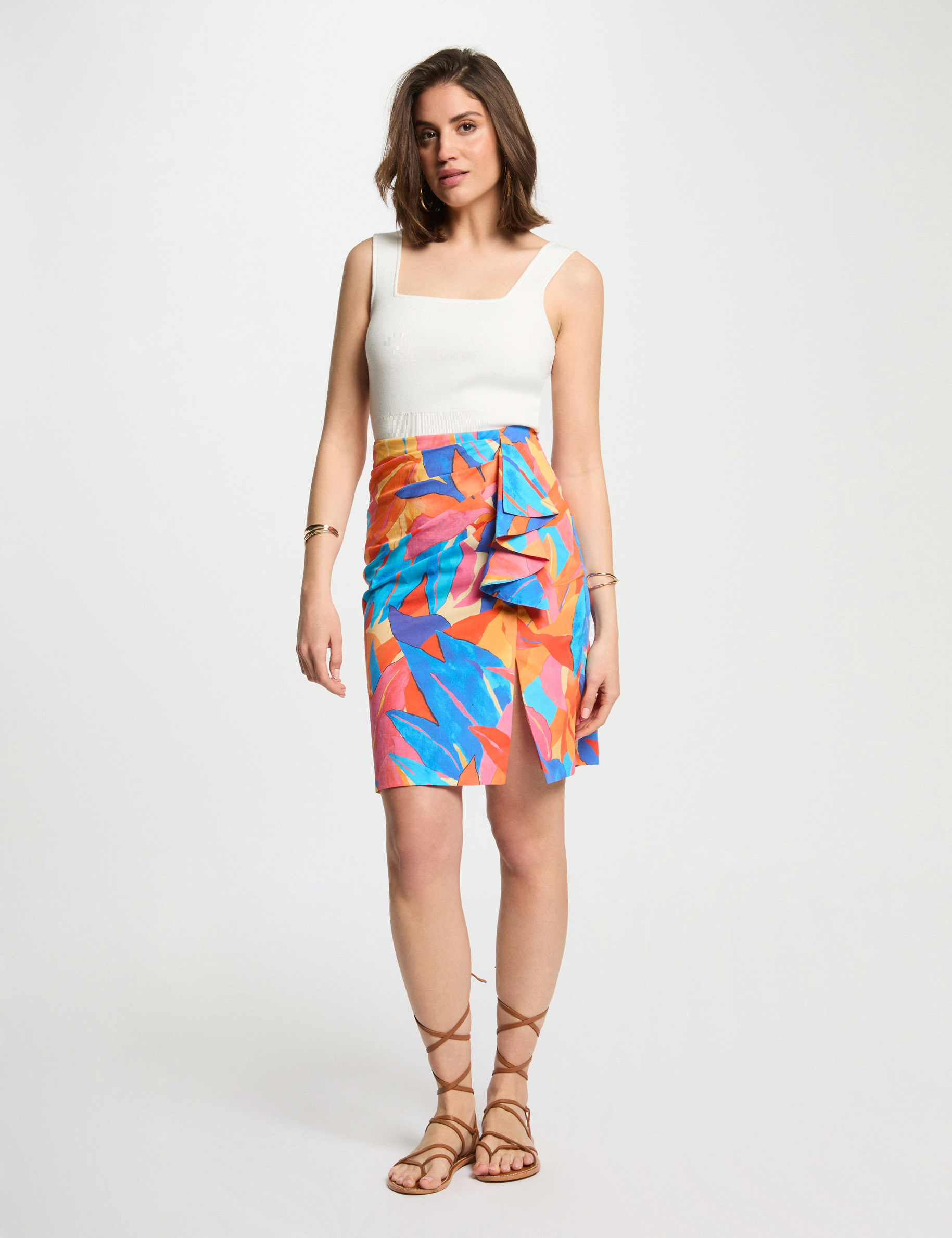 falda ajustada estampada multicolor mujer Falda ajustada estampada multicolor mujer