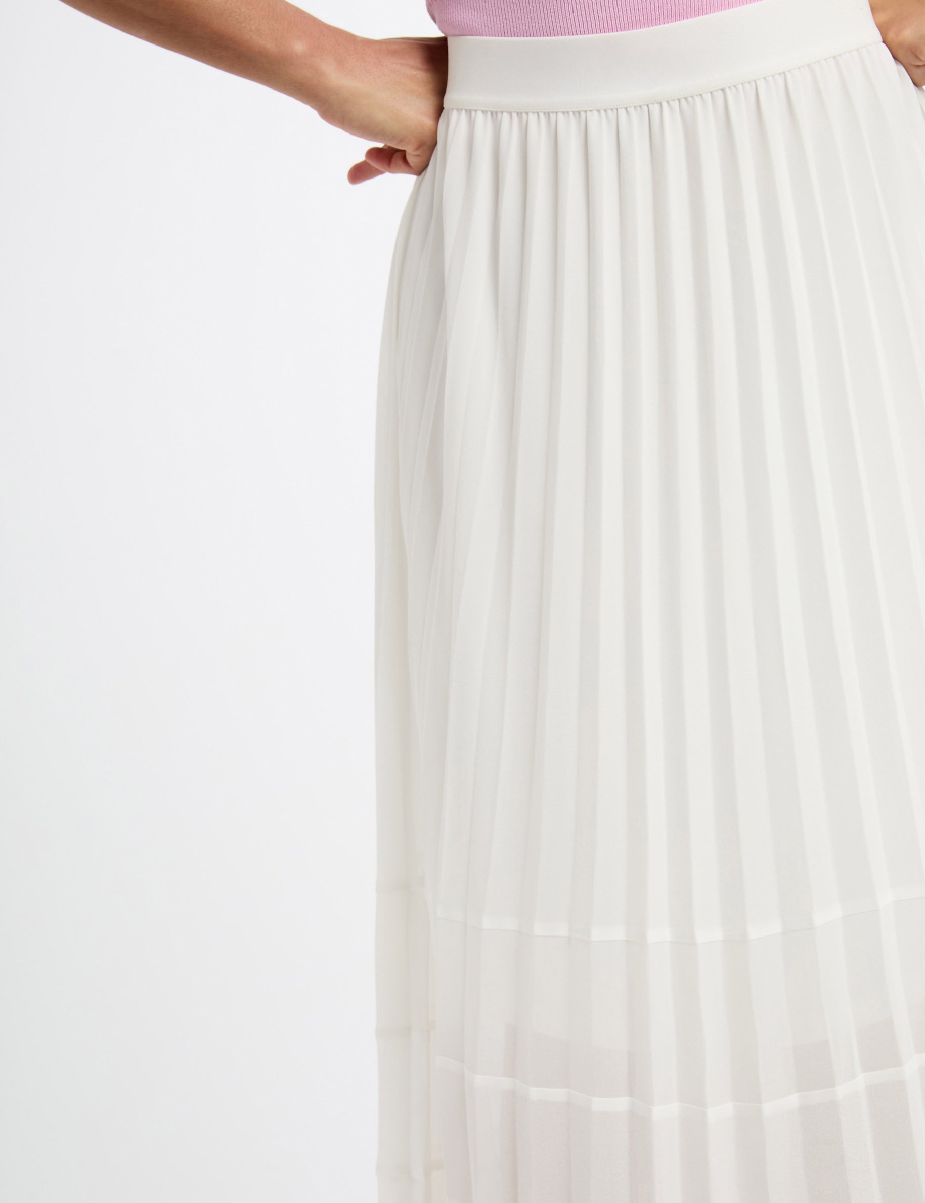 Maxi Falda Falda Plisada Blanca Larga Falda Larga Acampanada