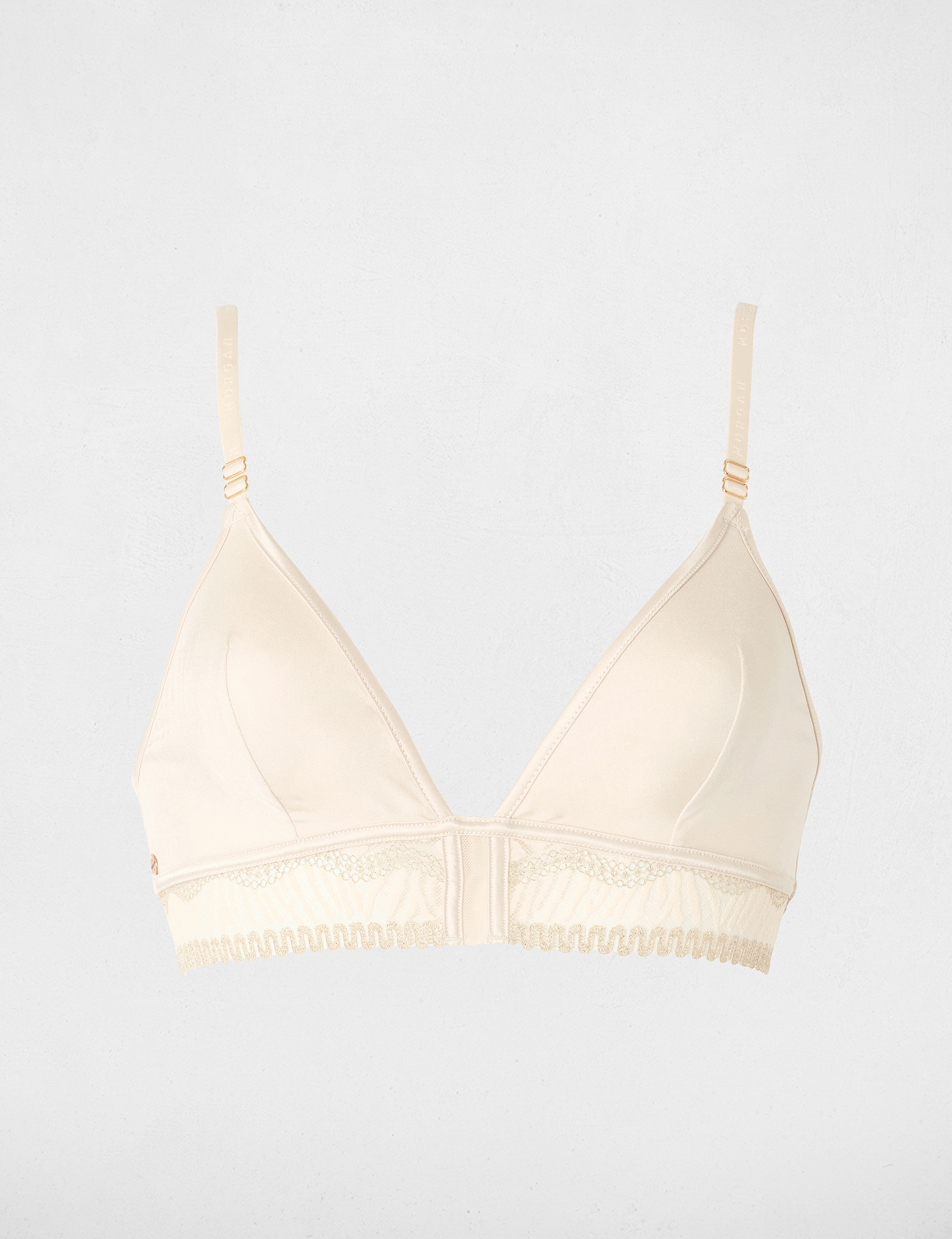 Sujetador de encaje con tirantes finos beige mujer