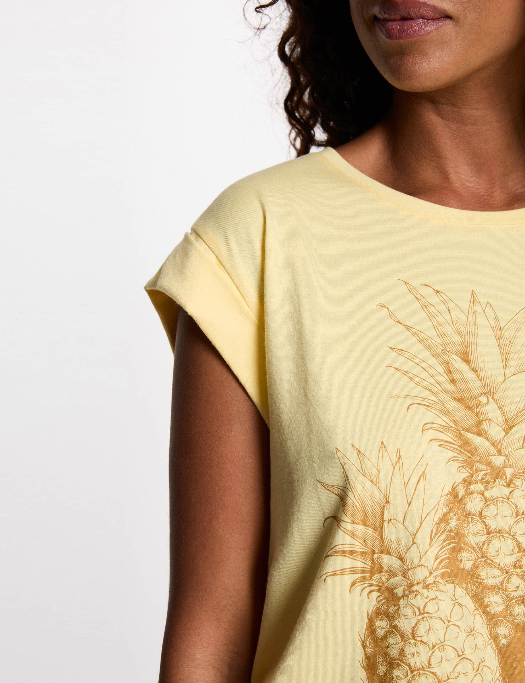 Camiseta sin mangas amarillo claro mujer