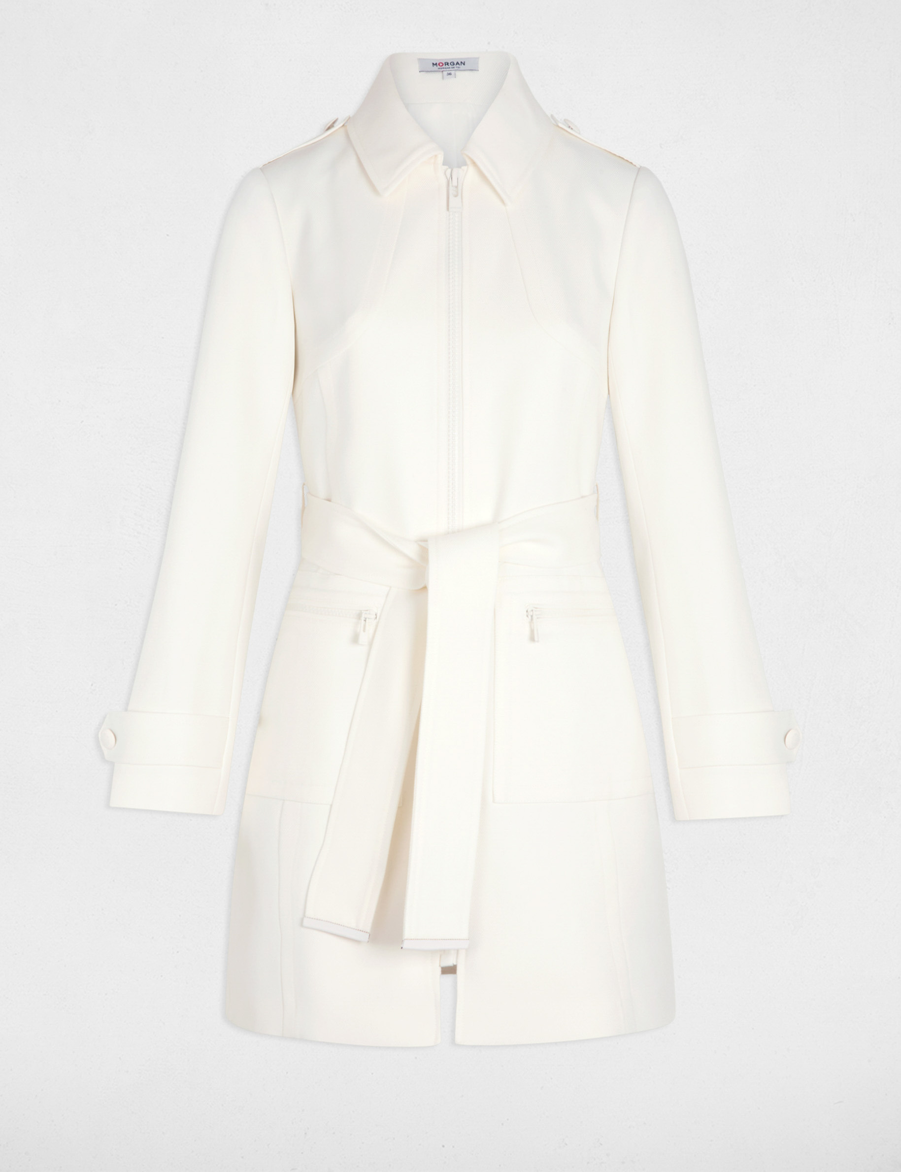 abrigo larga con cremallera blanco mujer Abrigo larga con cremallera blanco mujer
