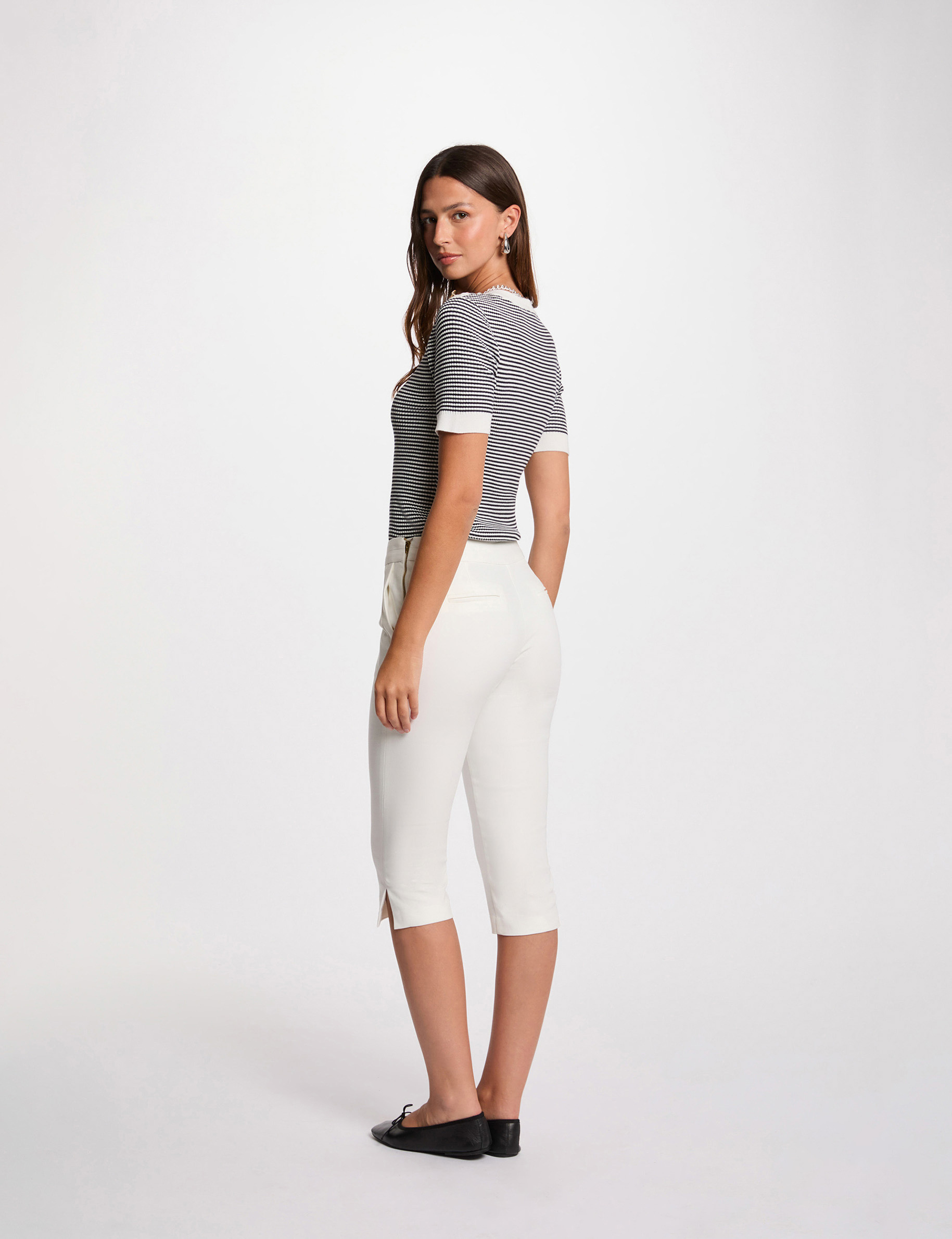 pantalon pirata slim blanco mujer Pantalón pirata slim blanco mujer