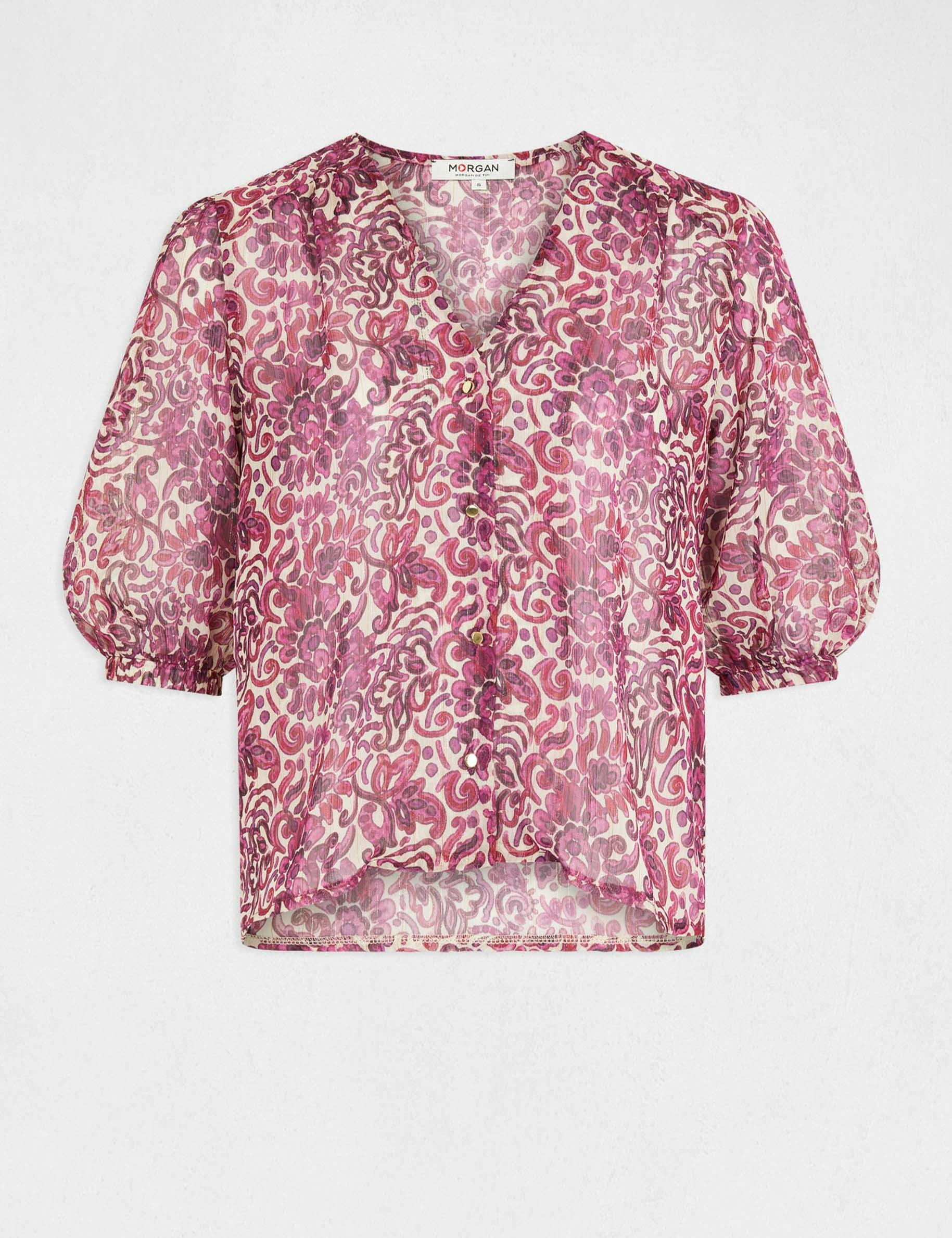 camisa manga 34 estampado de cachemira multico mujer Camisa manga 3/4 estampado de cachemira multico mujer