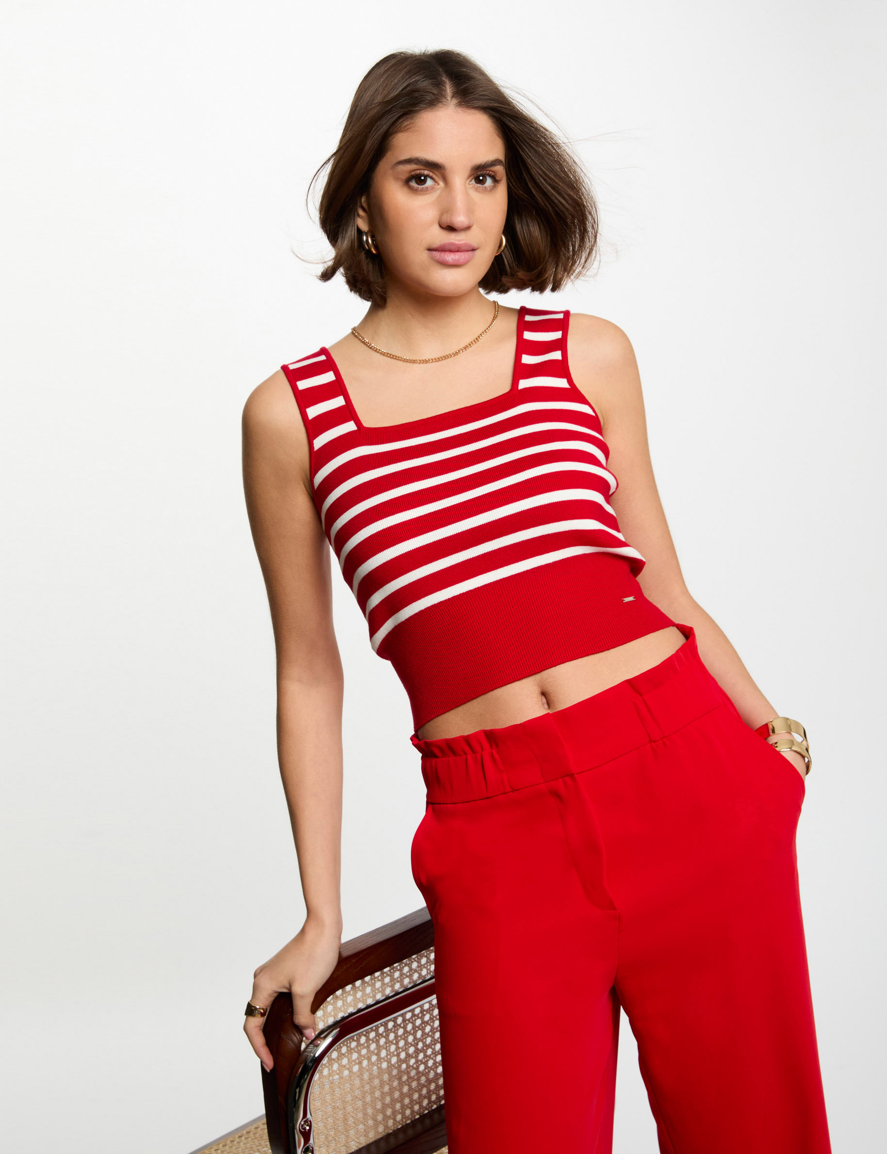 top punto tirantes anchos rojo mujer Top punto tirantes anchos rojo mujer