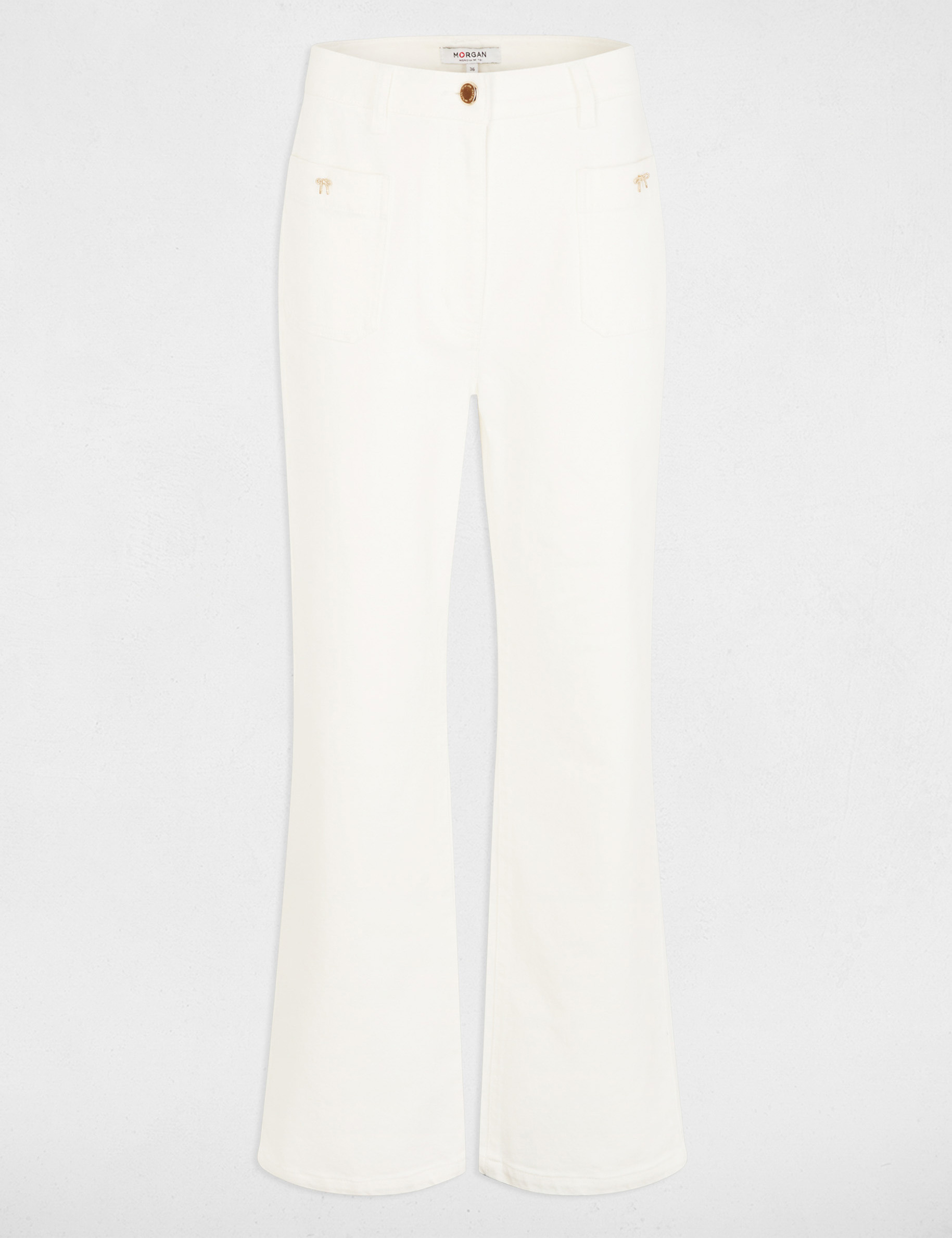 Jean ancho 7/8 blanco mujer