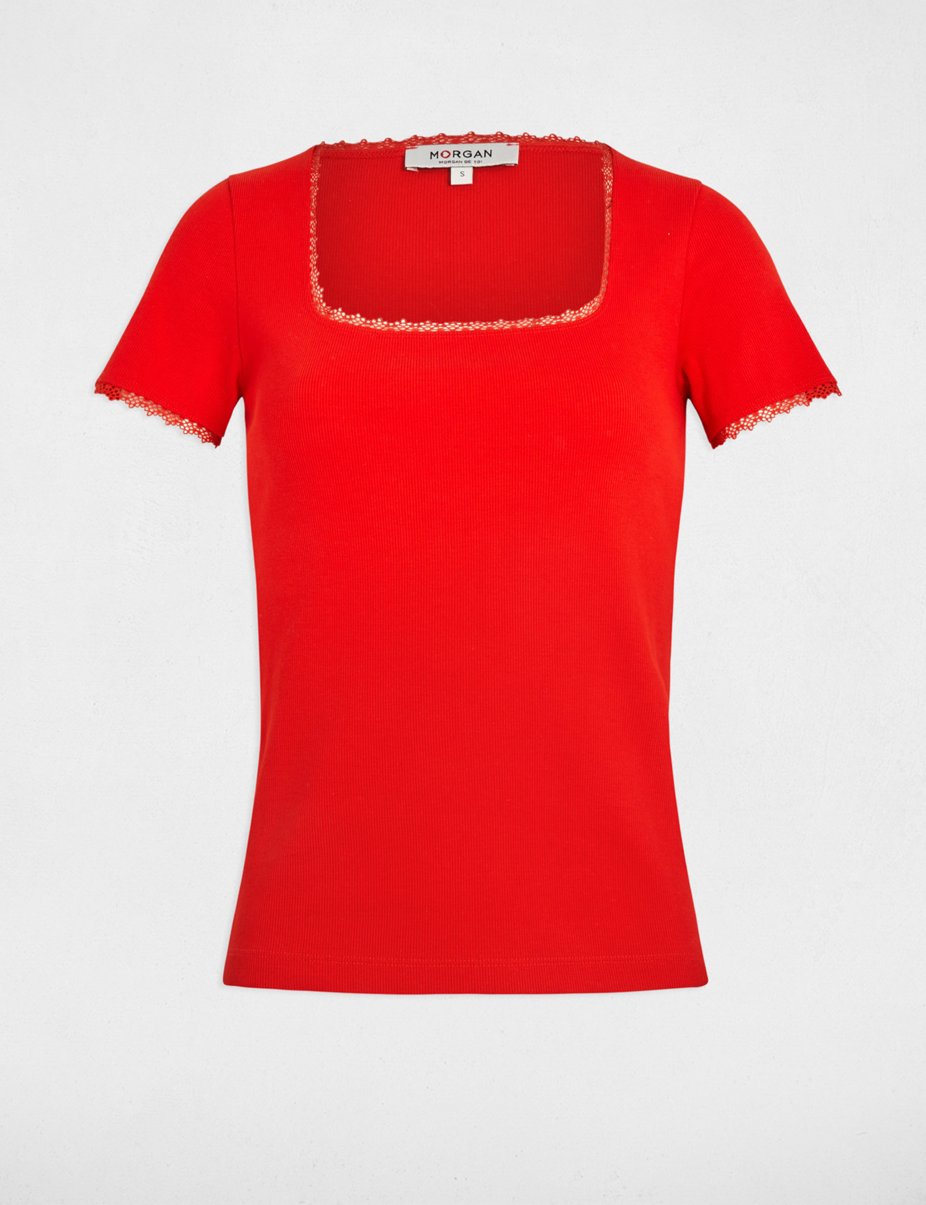 camiseta acanalada manga corta orange mujer Camiseta acanalada manga corta orange mujer
