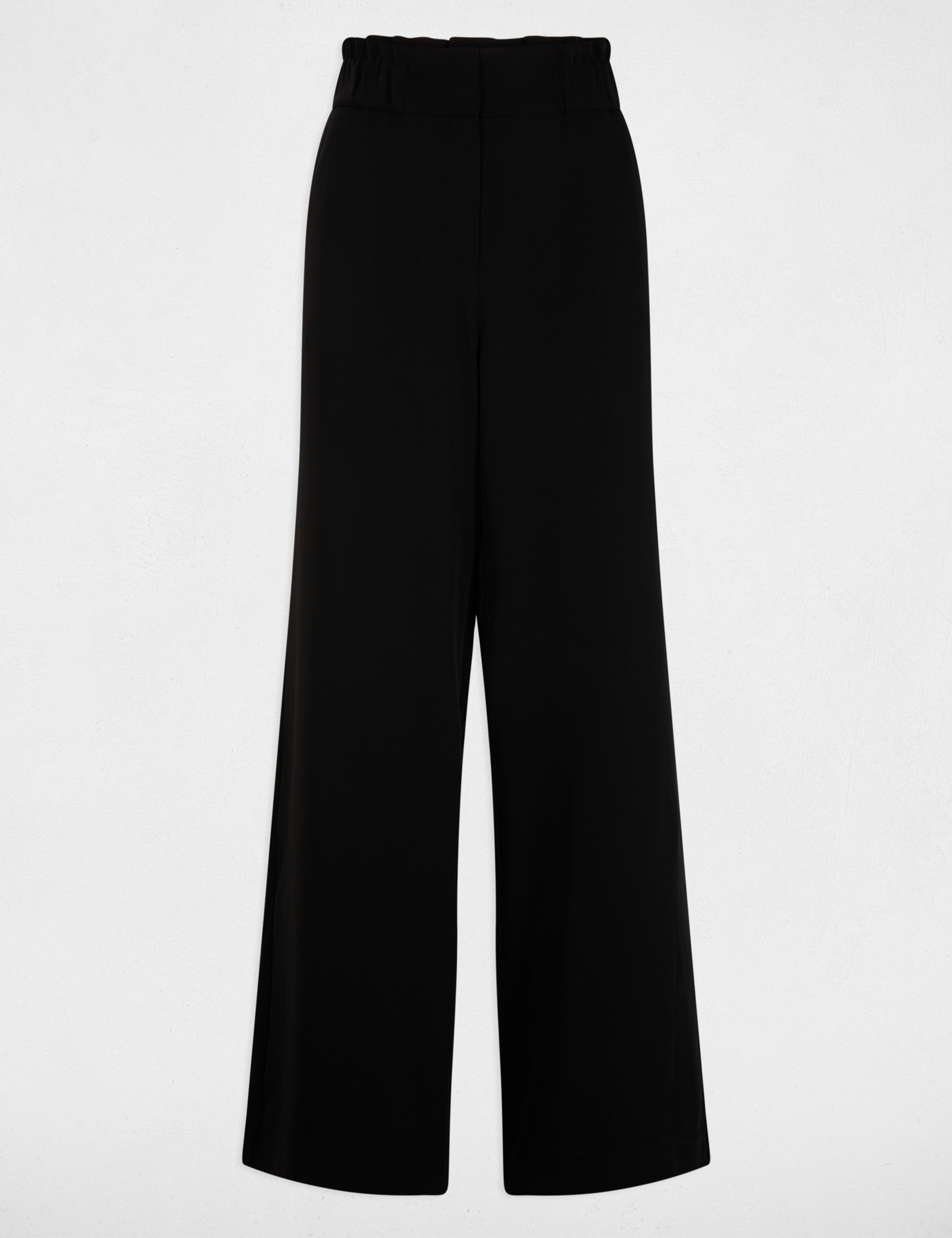 Pantal&oacute;n ancho de tiro alto negro mujer