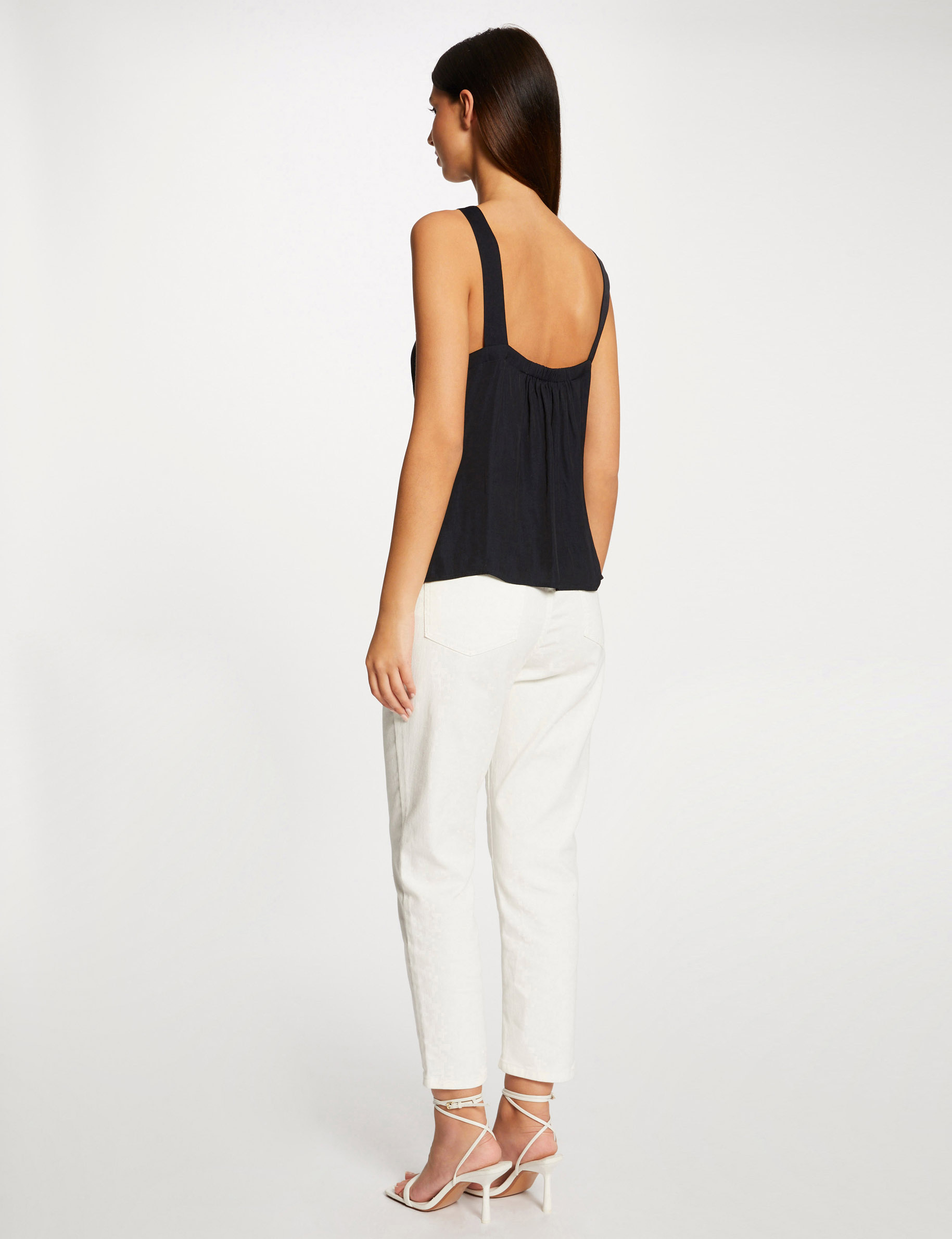 blusa con tirantes anchos con encaje marino mujer Blusa con tirantes anchos con encaje marino mujer