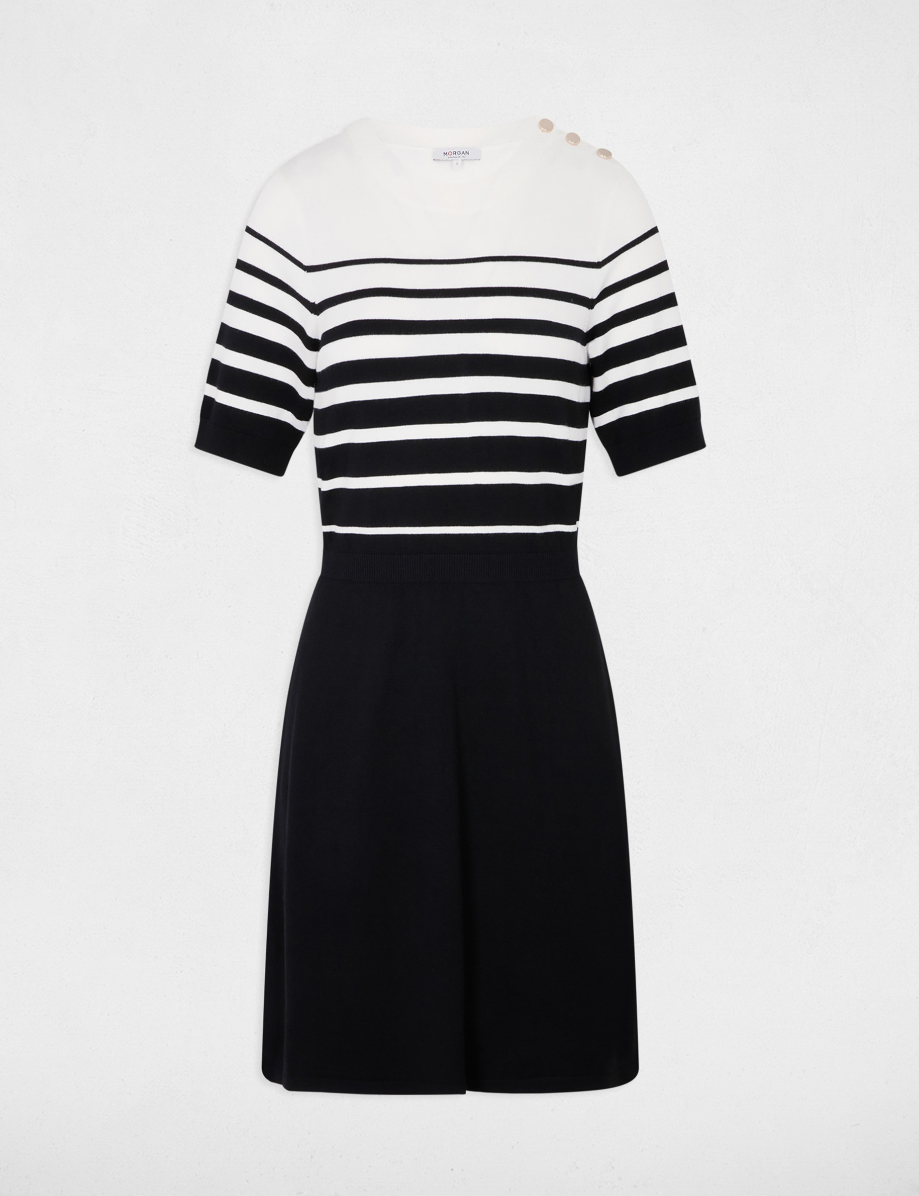 Vestido de punto corto ajustado negro mujer