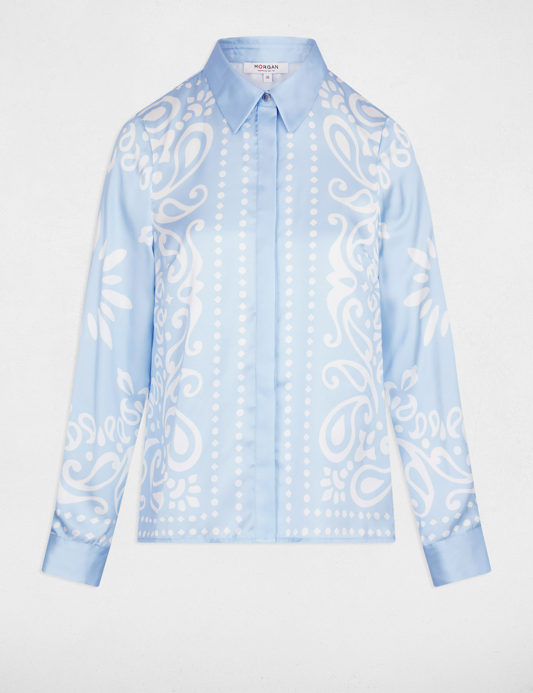 Camisa fluida estampada azul cielo mujer