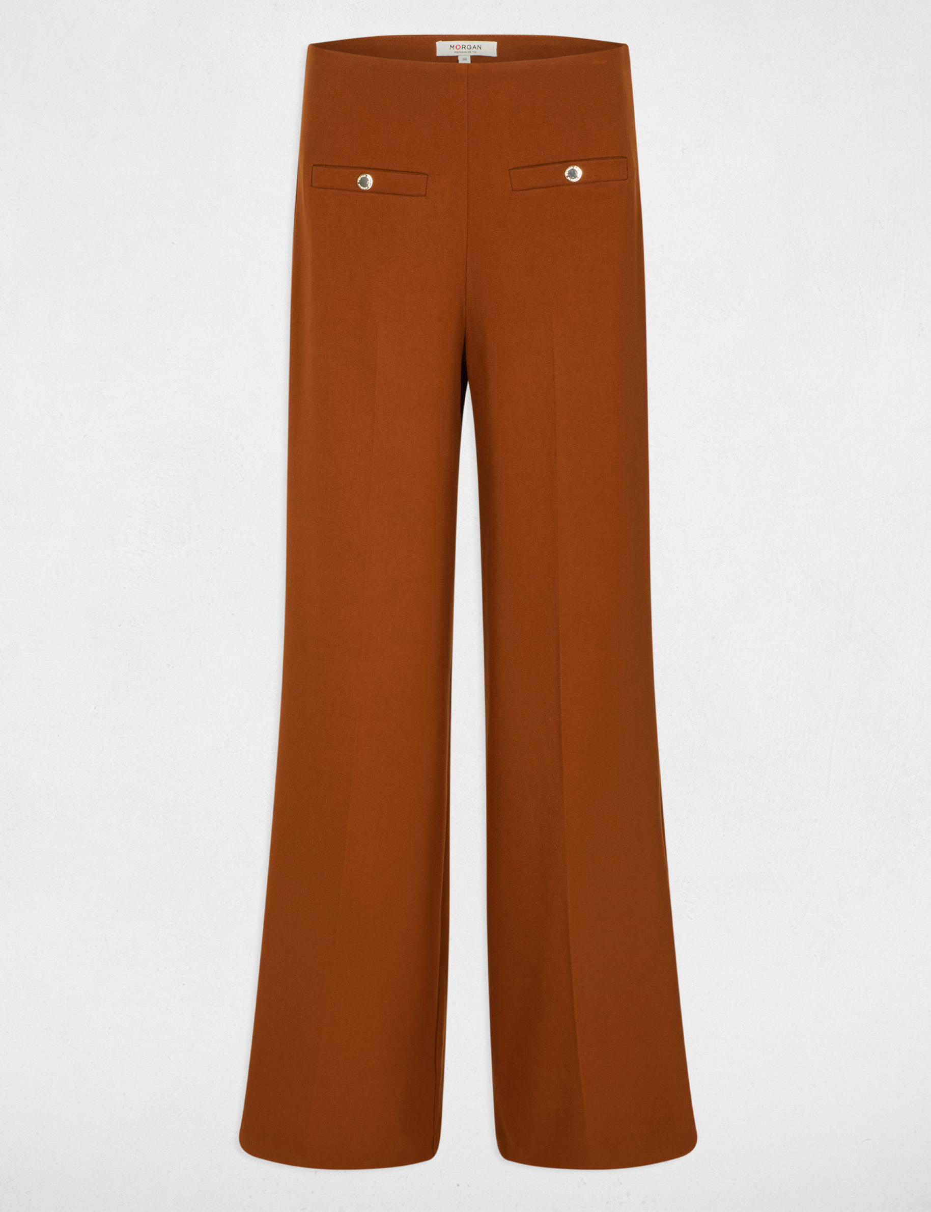 Pantal&oacute;n ancho de tiro alto marr&oacute;n co&ntilde;ac mujer