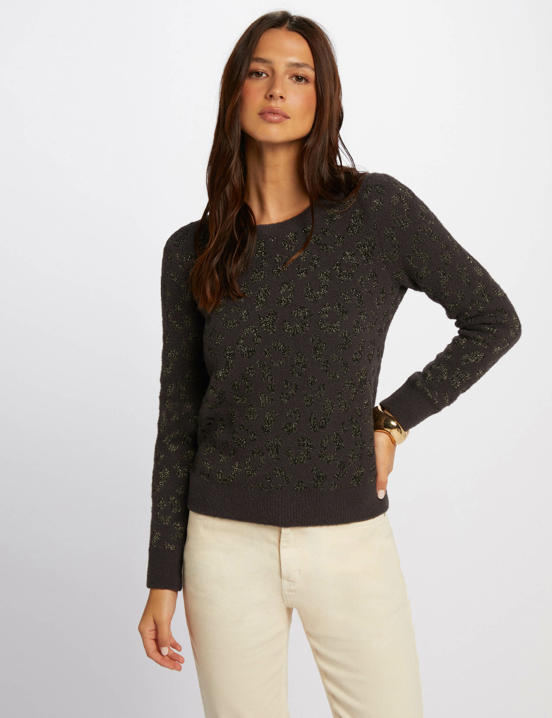 Jersey cuello redondo gris anthracite mujer
