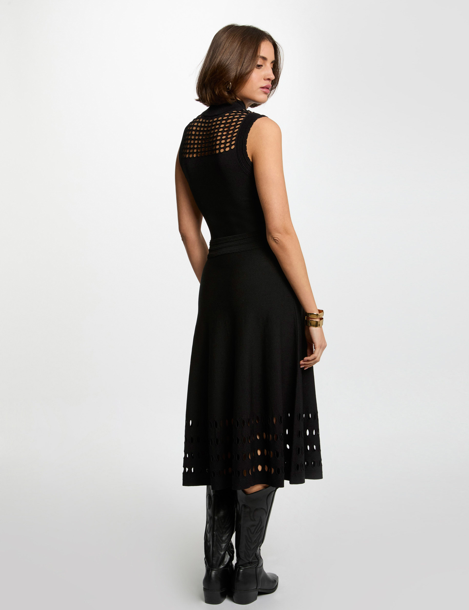 vestido punto largo ajustado negro mujer Vestido punto largo ajustado negro mujer