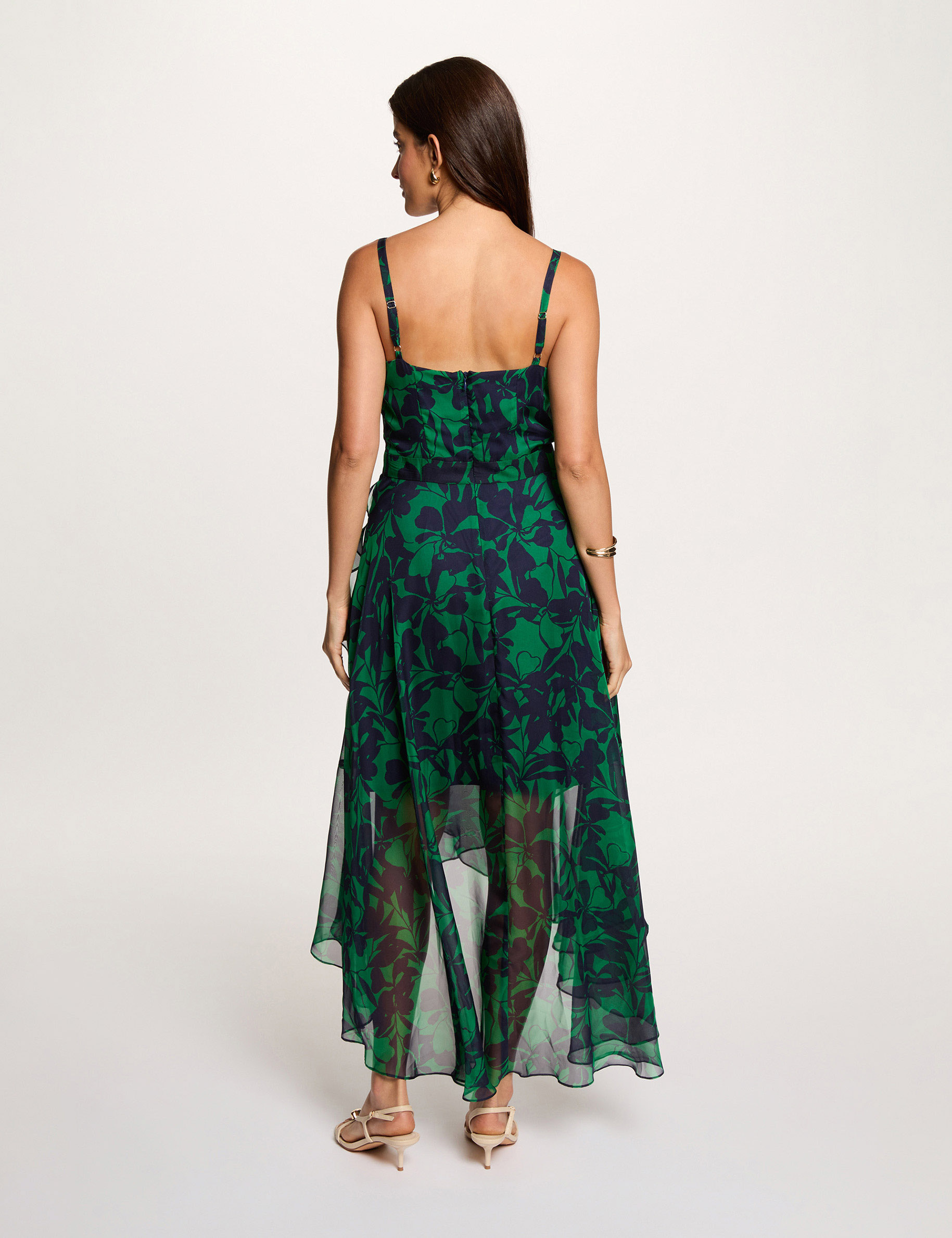 Vestido midi cruzado verde pradera mujer