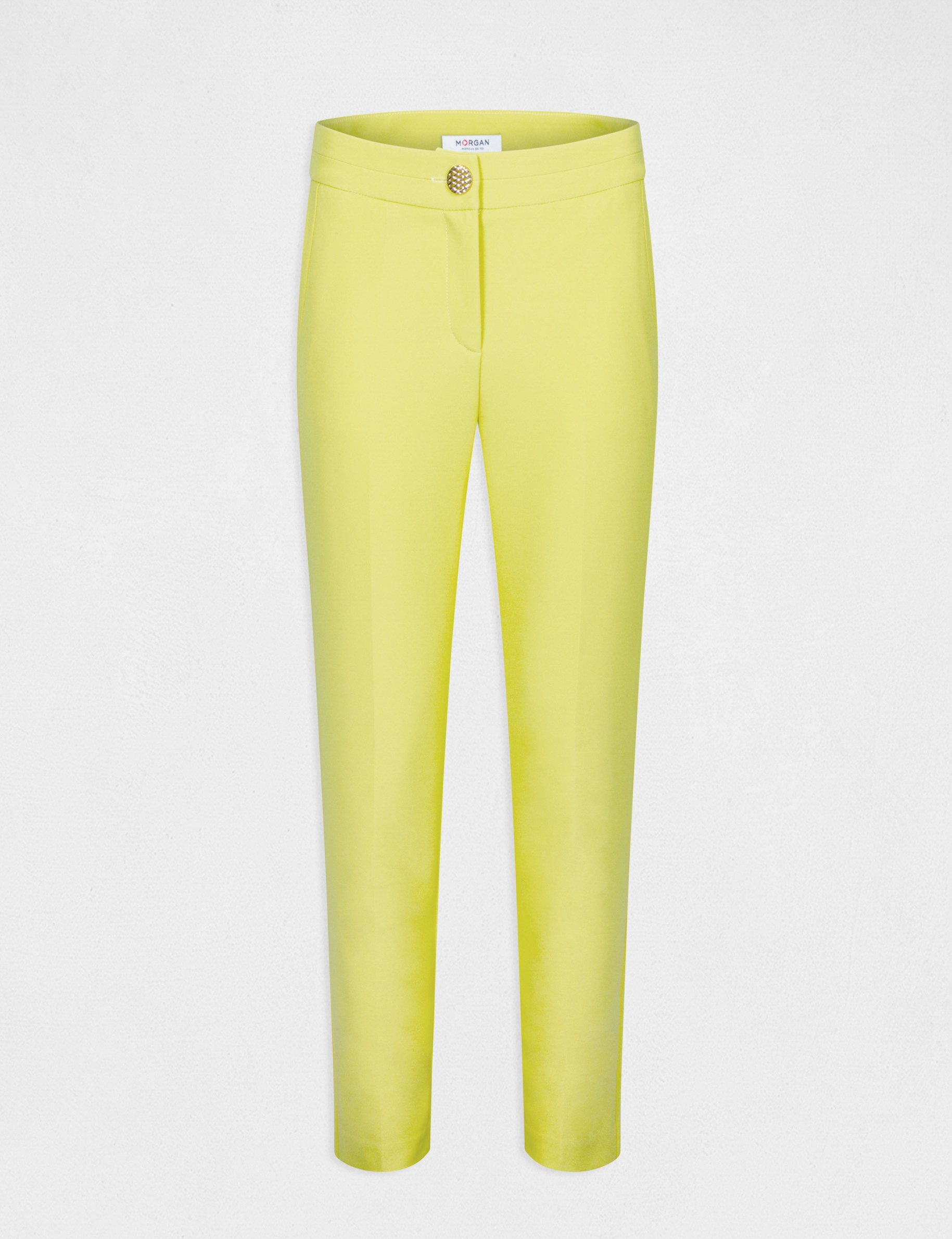 Pantalón city ajustado estilo corto amarillo mujer Pantalón city ajustado estilo corto amarillo mujer
