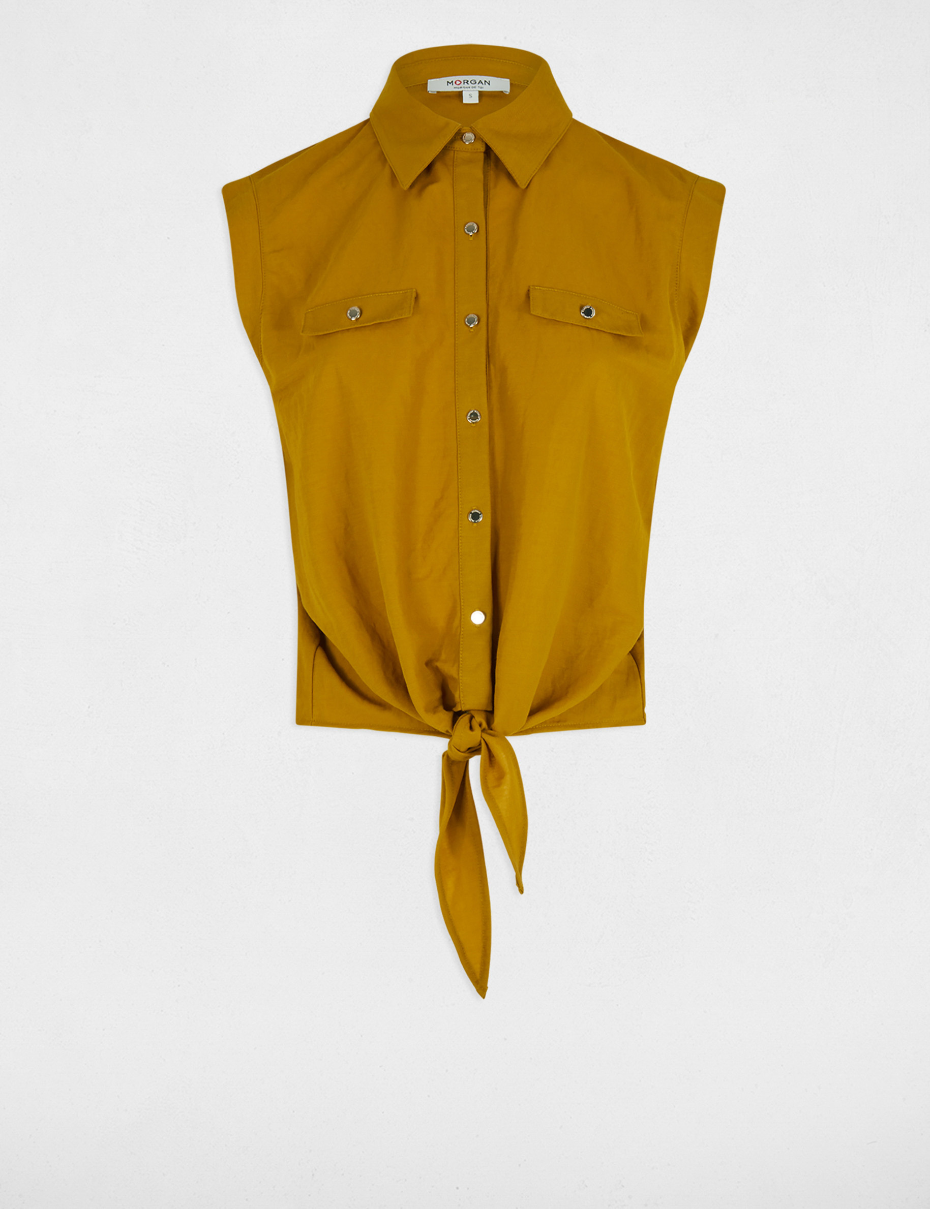 blusa sin mangas amarillo mostaza mujer Blusa sin mangas amarillo mostaza mujer