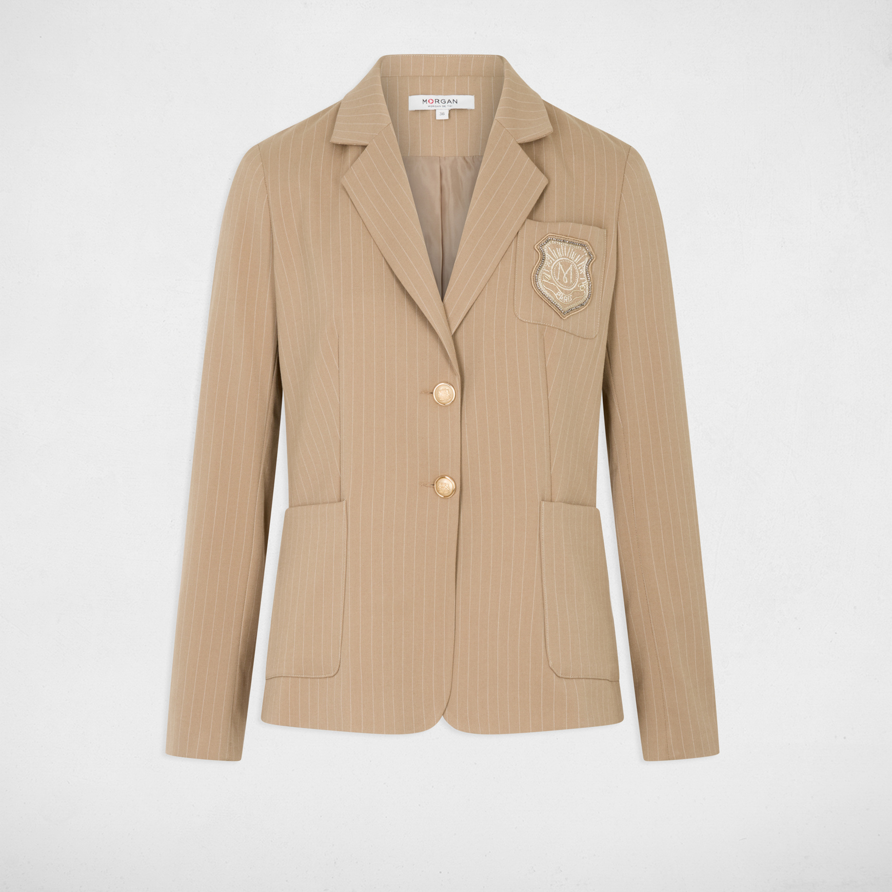 Blazer recto a rayas topo mujer