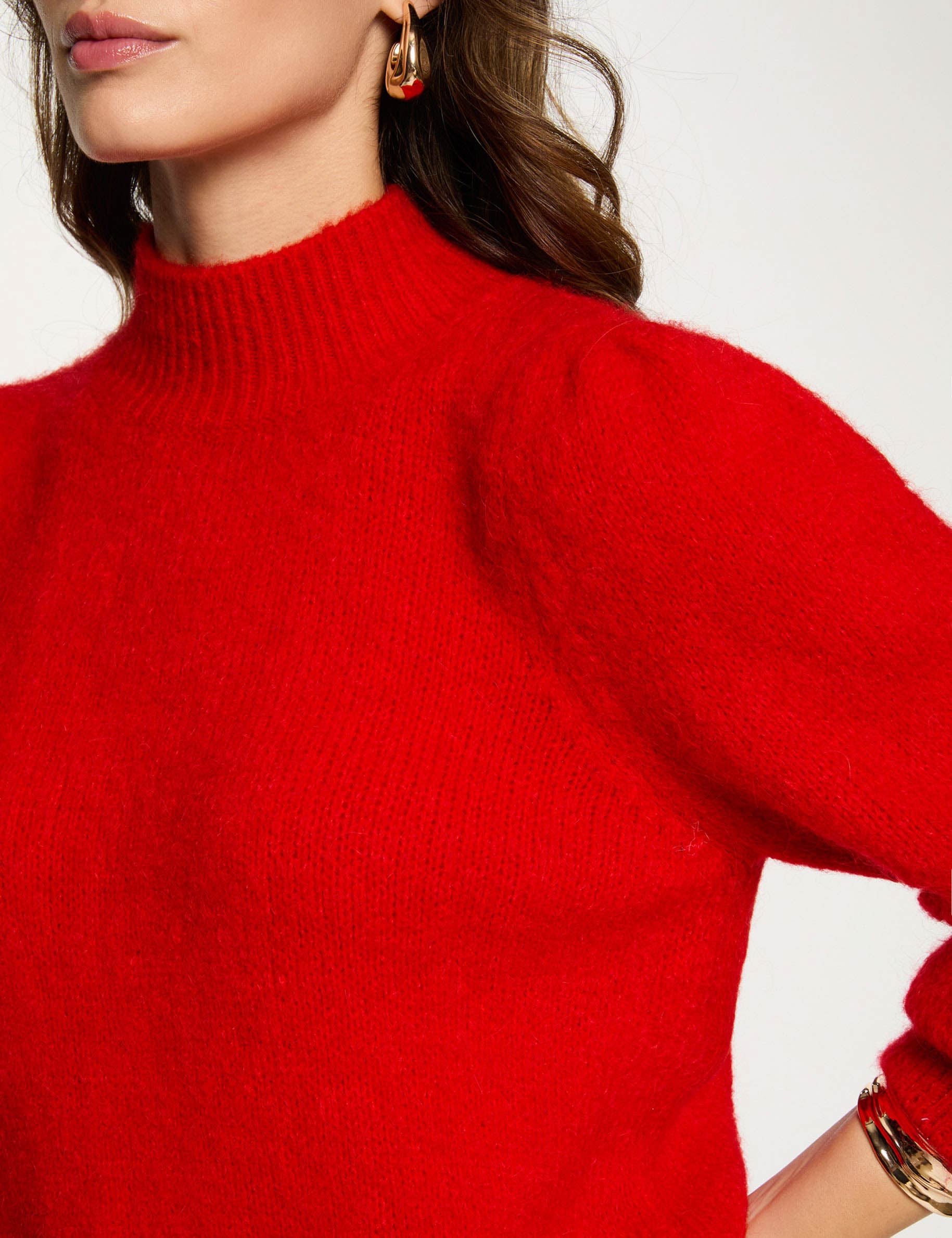 Jersey con cuello alto rojo mujer