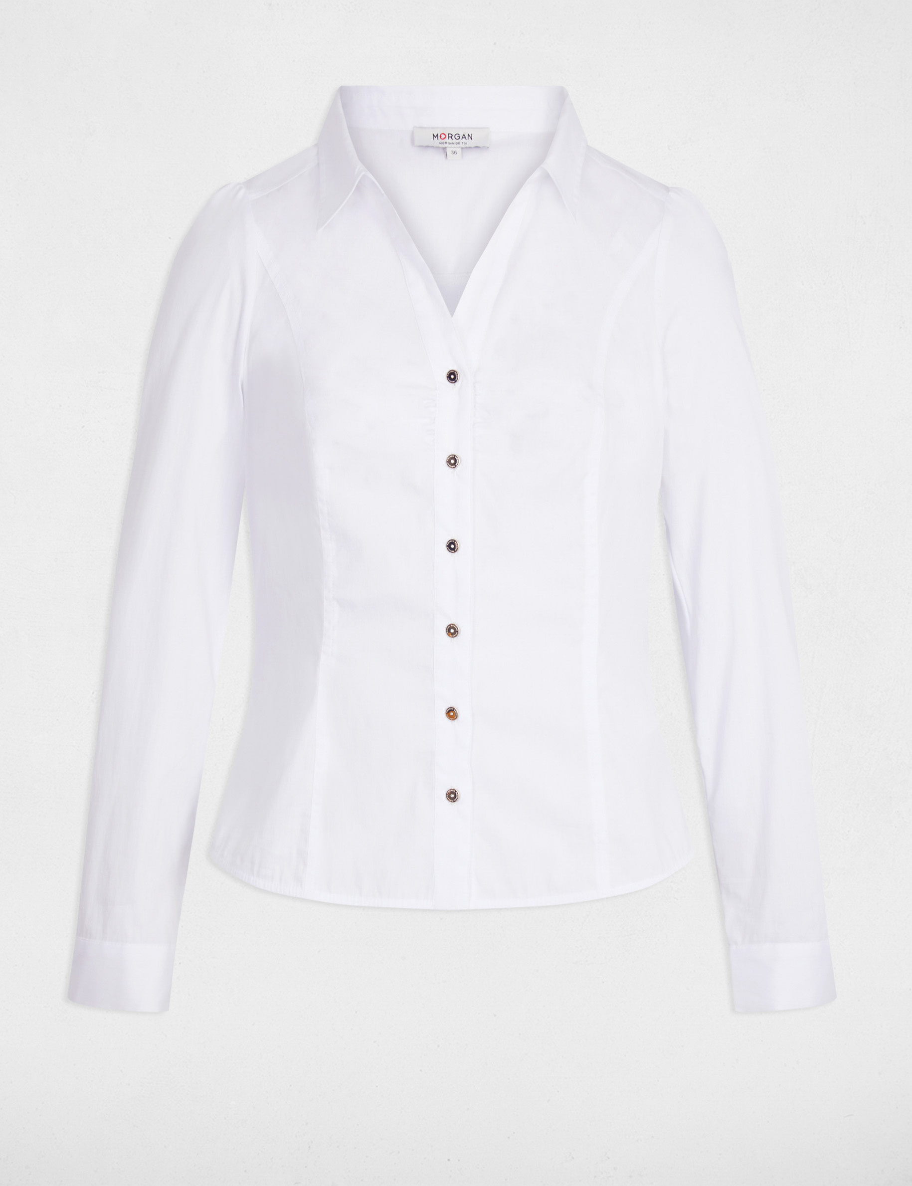 Camisa manga larga blanco mujer