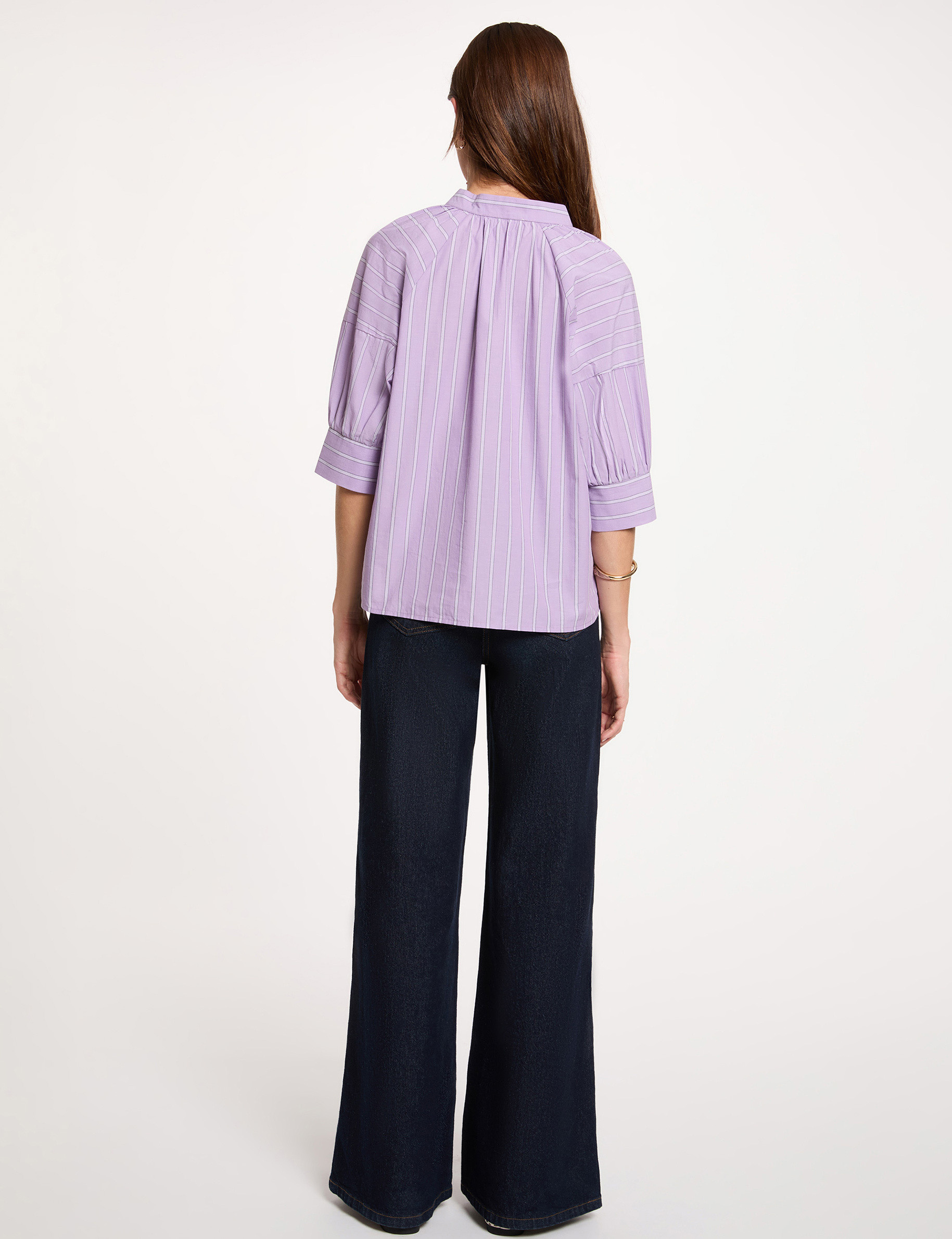 Blusa de rayas con cuello en v multicolor mujer
