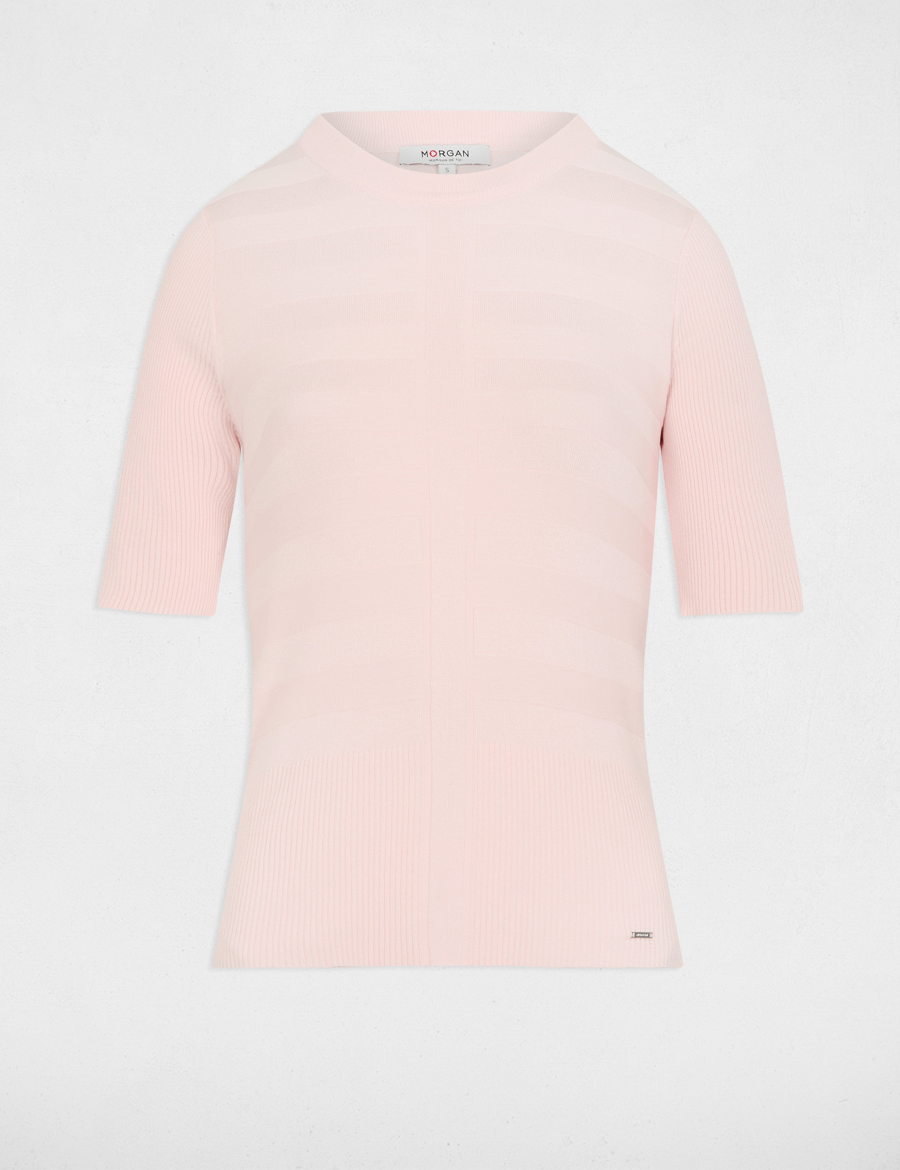 Jersey manga corta rosa claro mujer