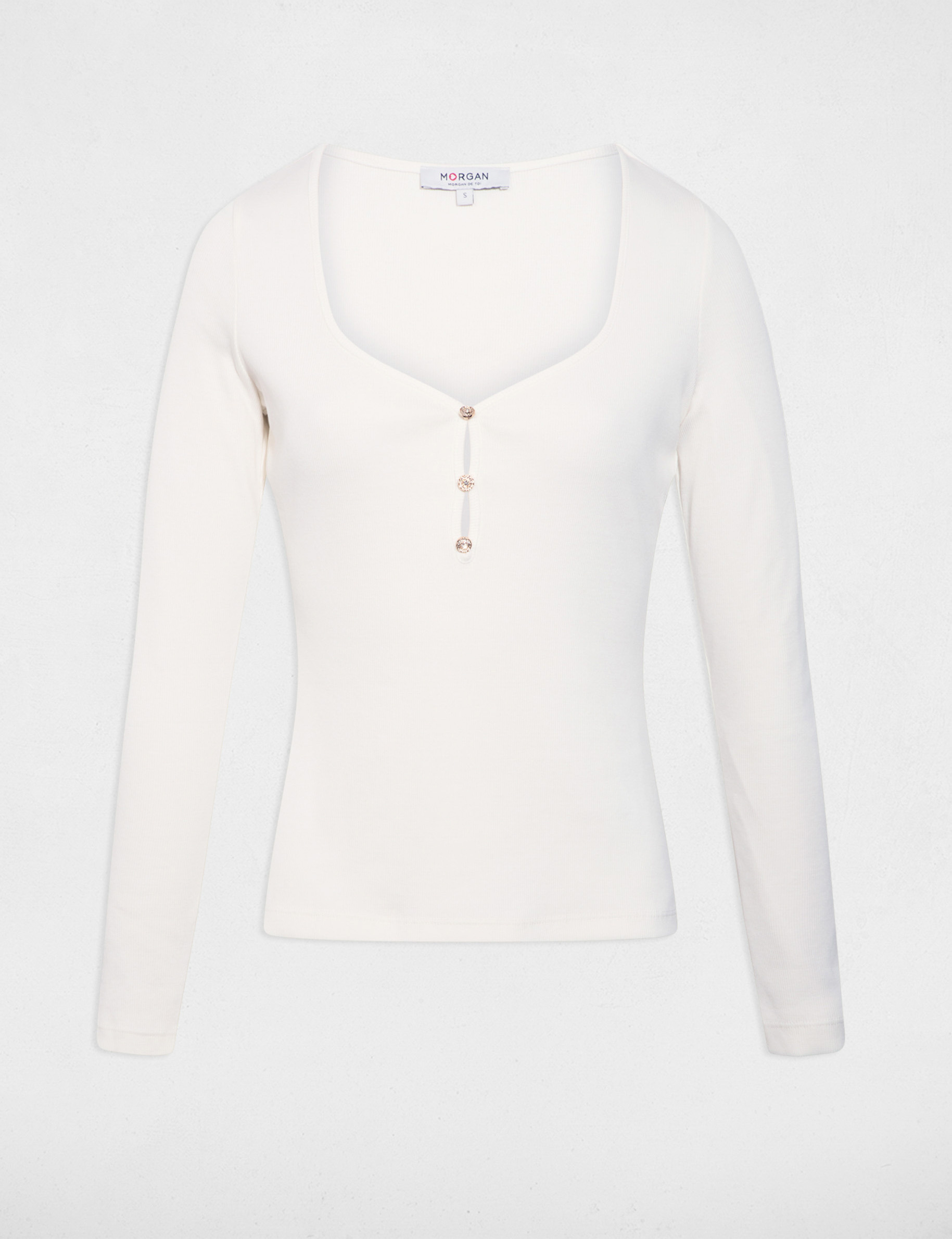 Camiseta cuello coraz&oacute;n blanco mujer
