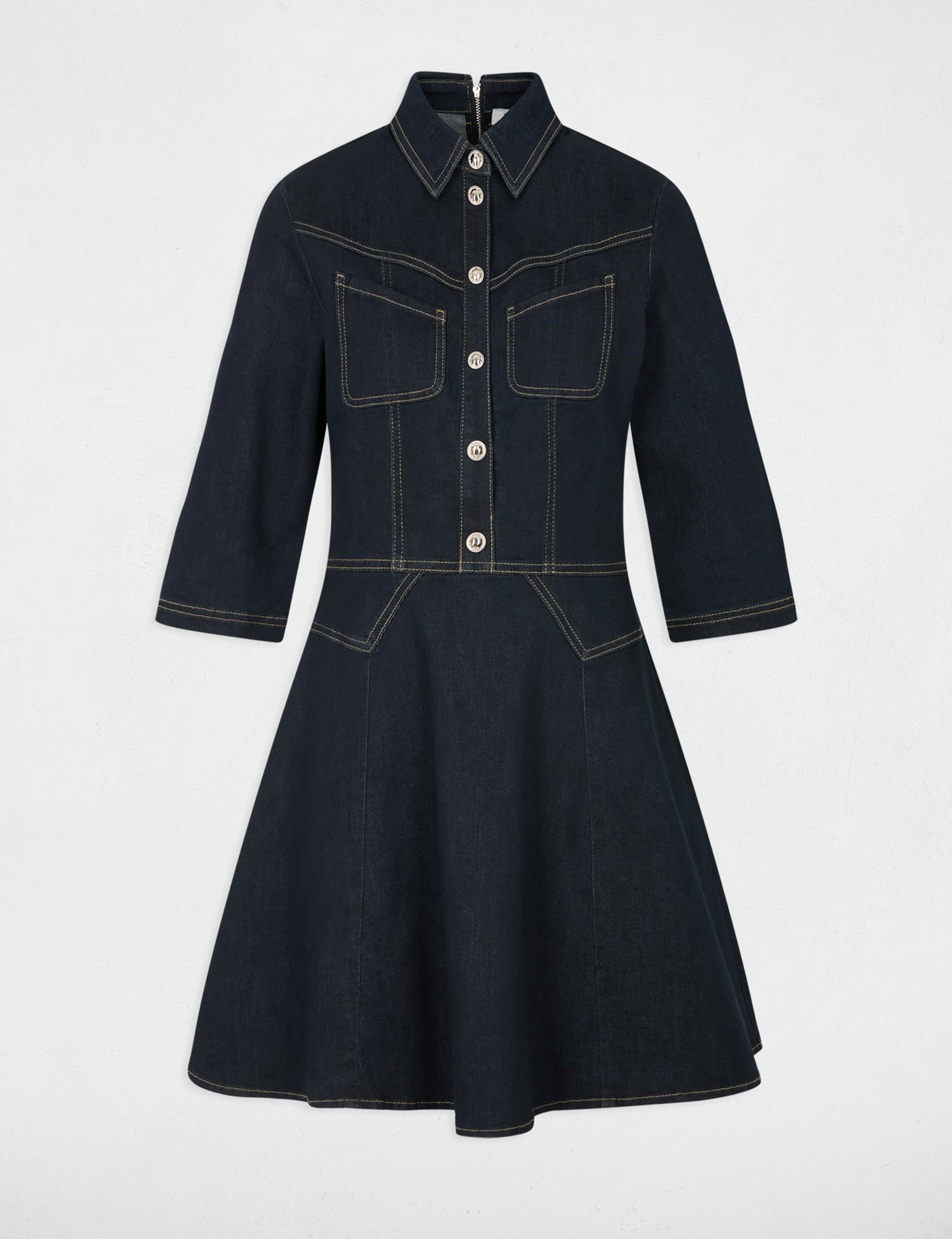 Vestido corto de mezclilla denim crudo mujer
