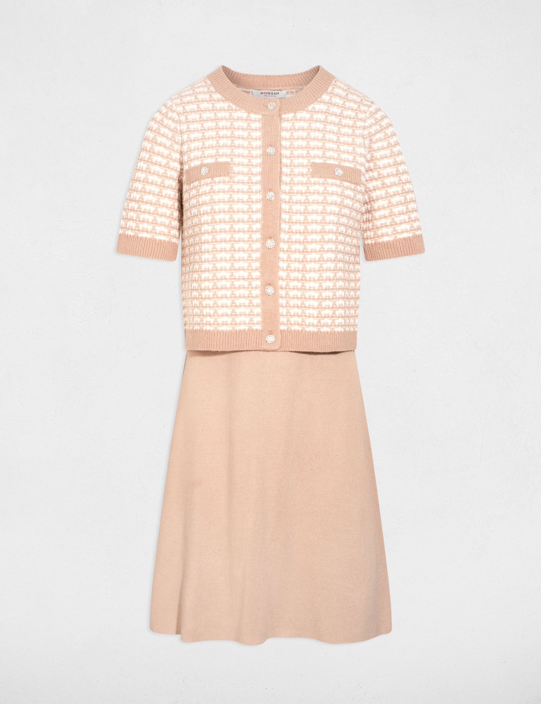 Vestido de punto efecto 2 en 1 topo mujer
