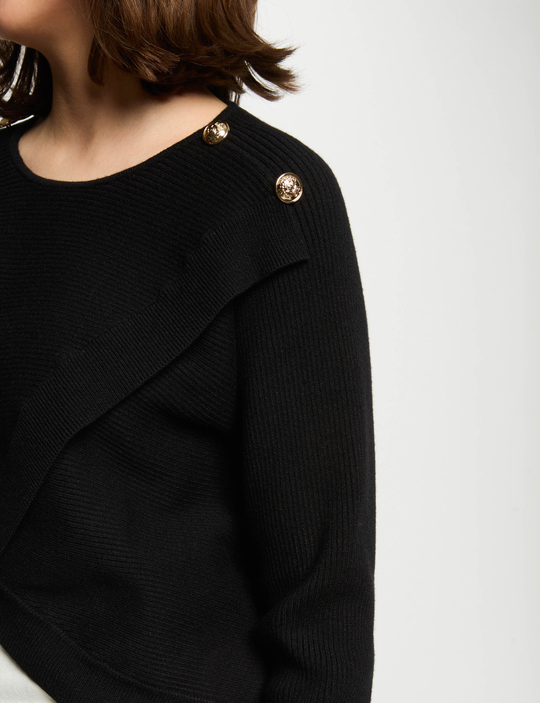 Jersey cuello redondo negro mujer