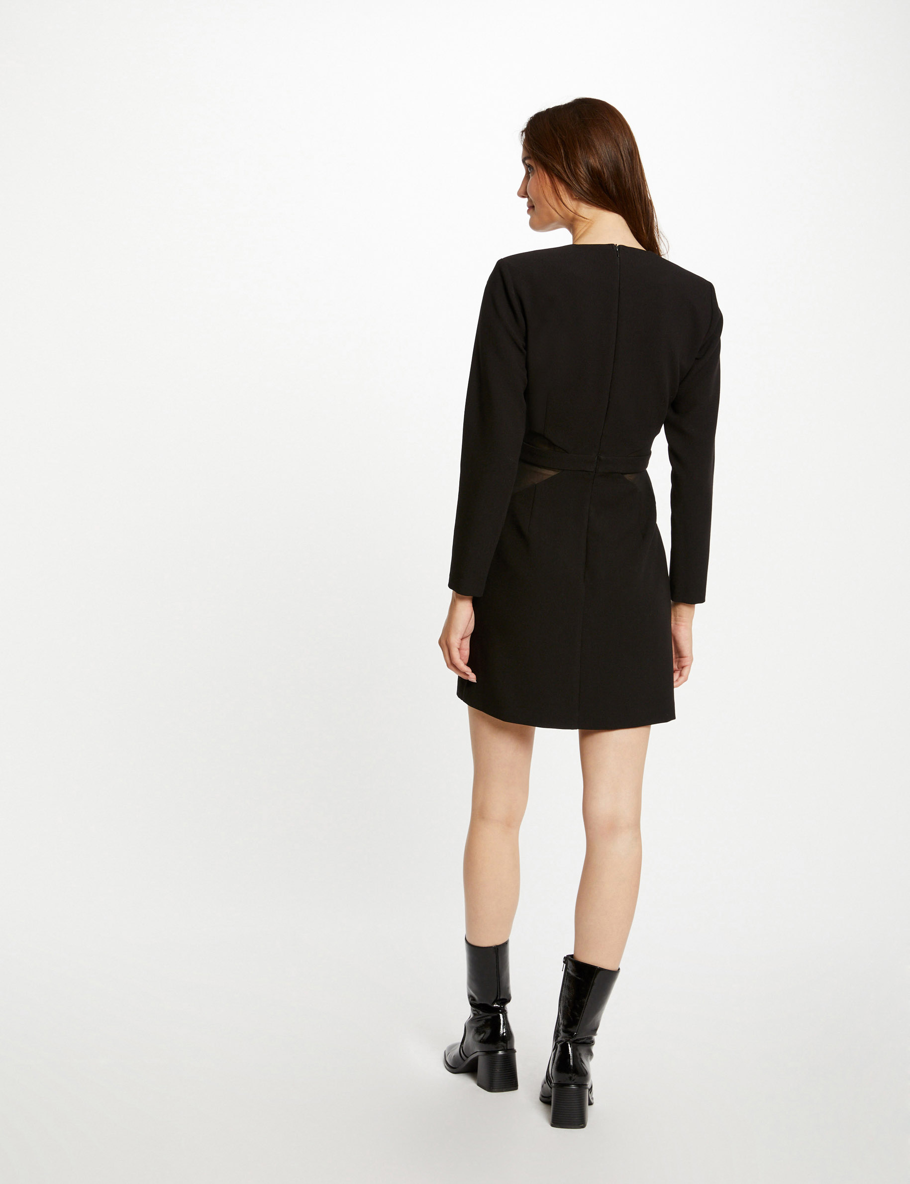 Vestido ajustado detalles transparente negro mujer