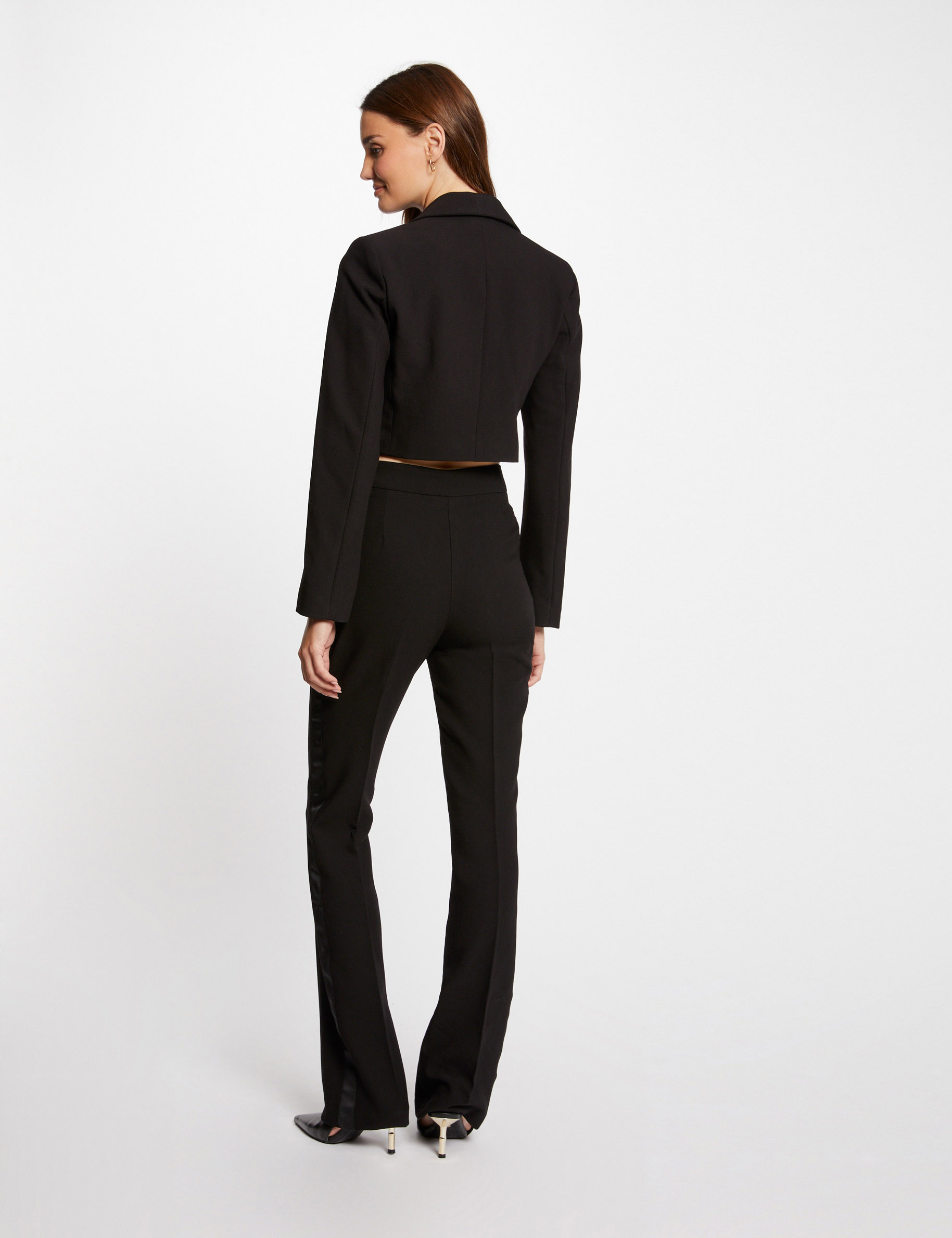 Pantalon saten sales negro mujer