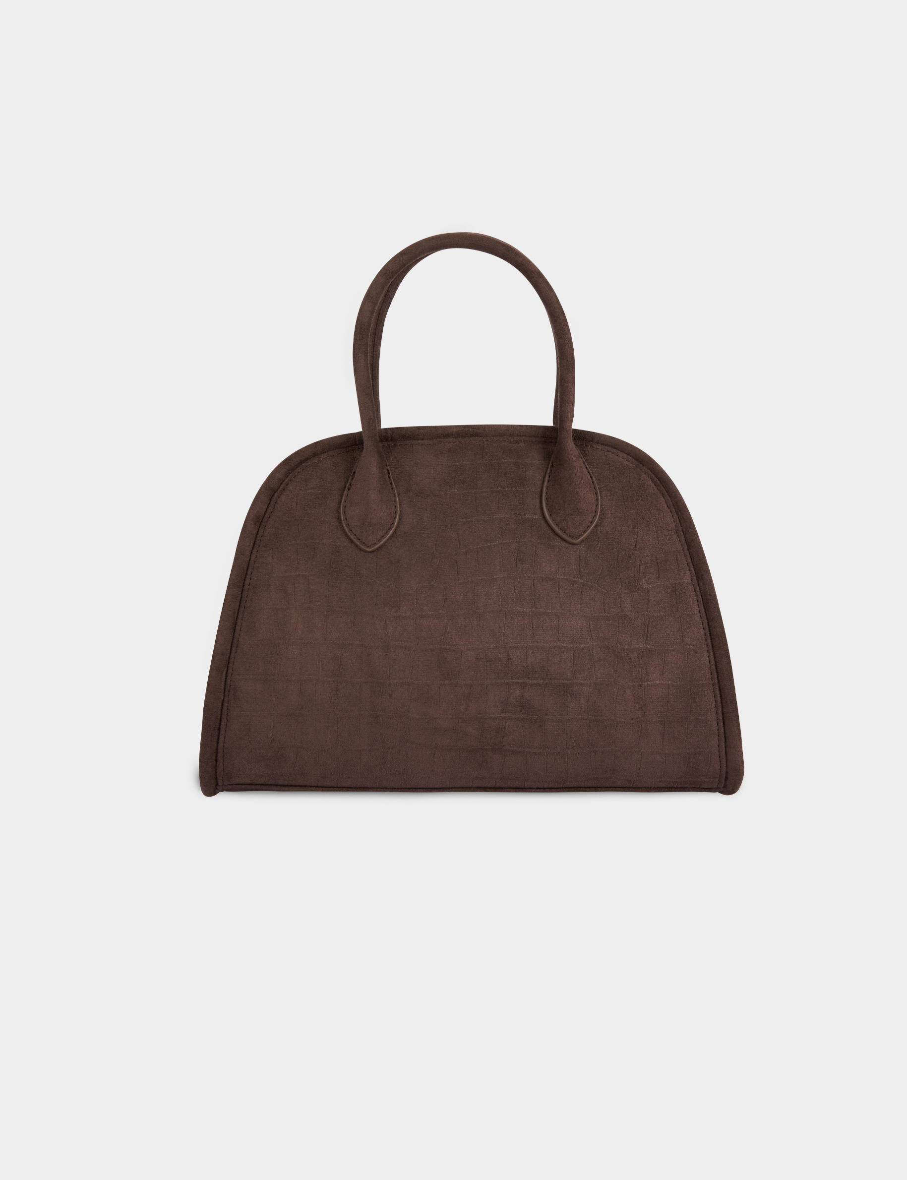 Bolso de ante efecto cocodrilo marr&oacute;n oscuro mujer
