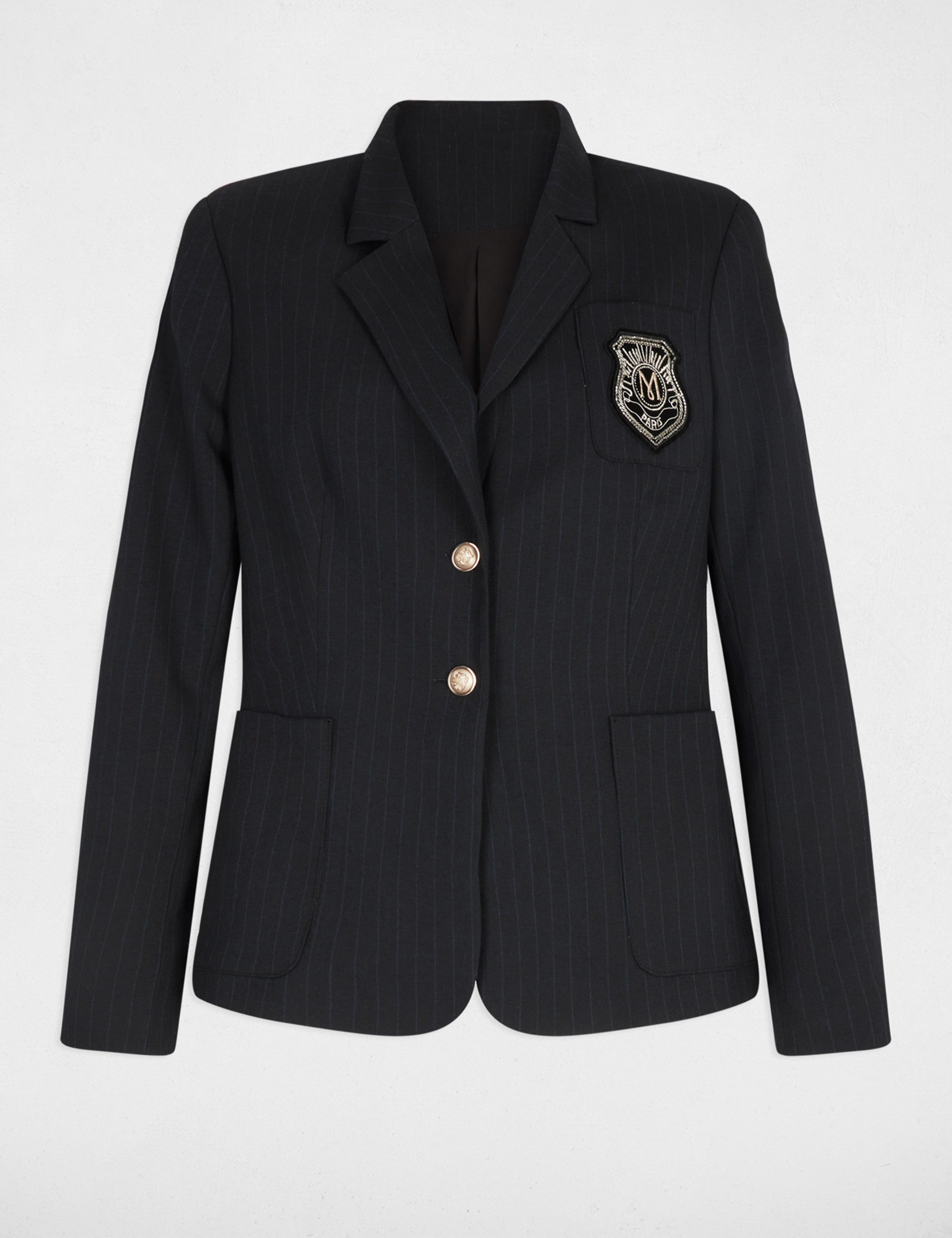 Blazer recto a rayas azul marino mujer