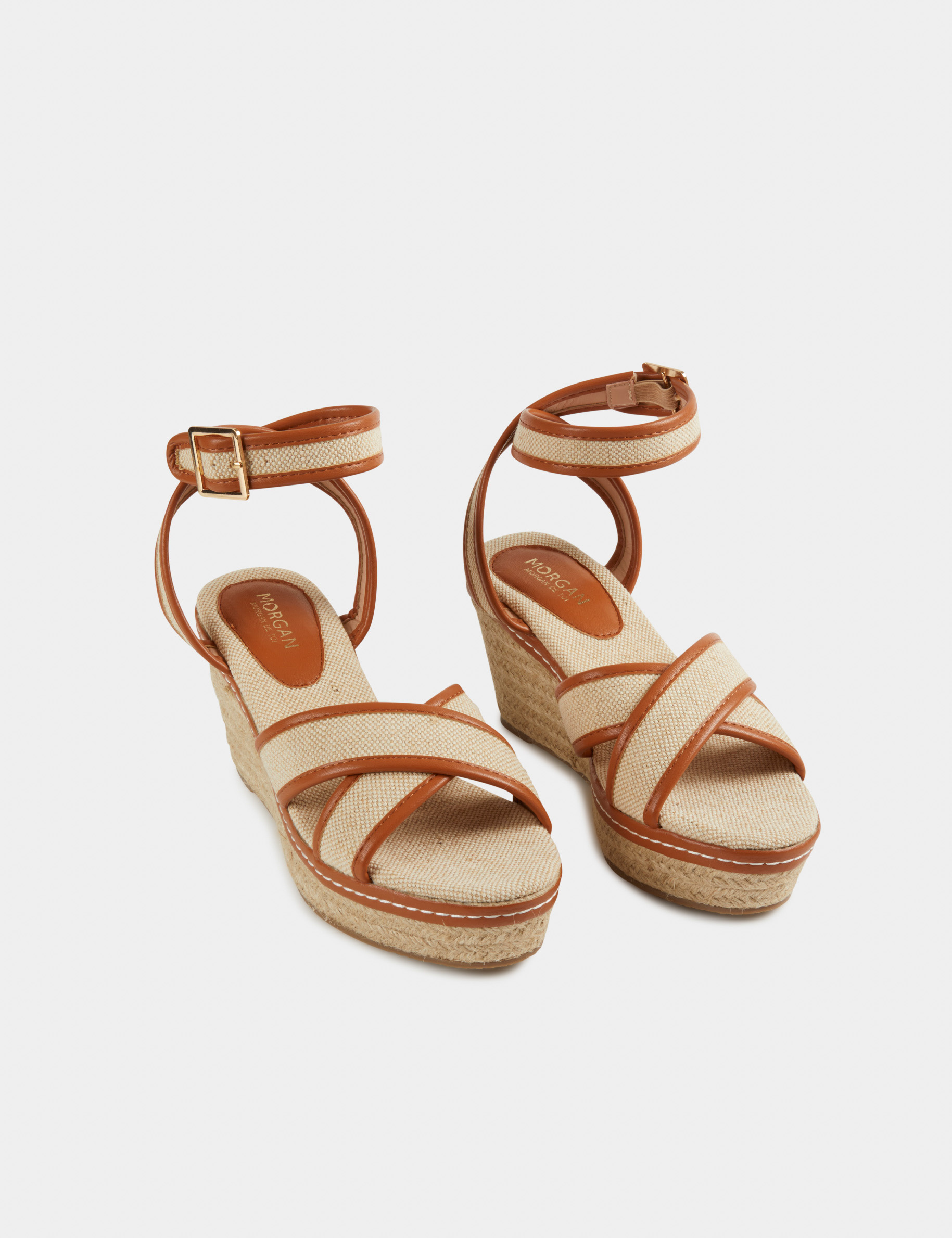 sandalias plataformas efecto trenzado beige mujer Sandalias plataformas efecto trenzado beige mujer