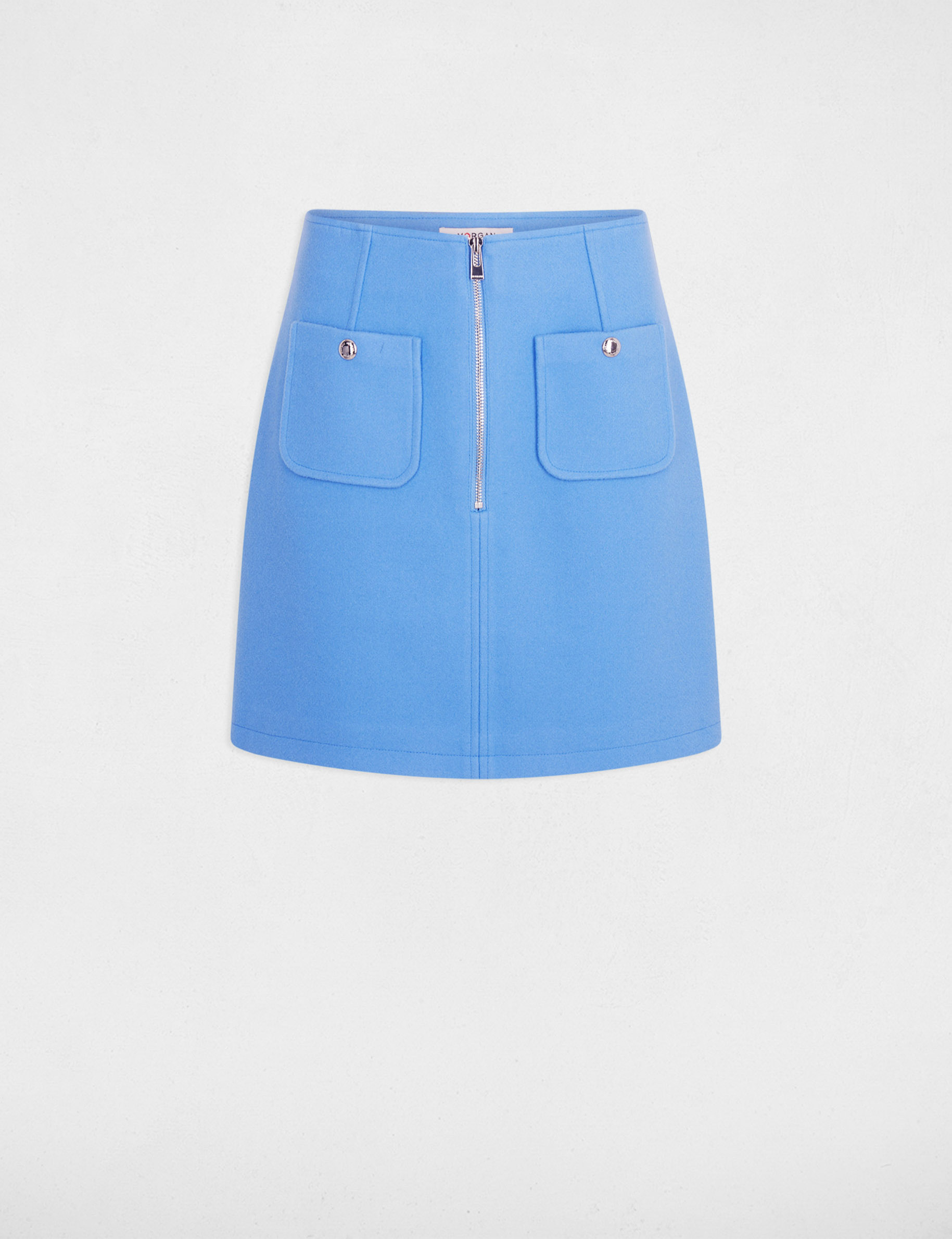falda corta con cremallera azul mujer Falda corta con cremallera azul mujer