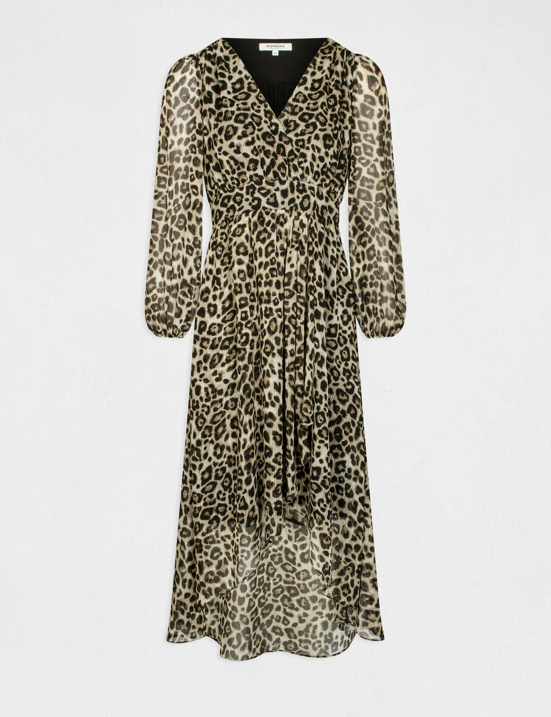 vestido midi cruzado estampado leopardo multico mujer Vestido midi cruzado estampado leopardo multico mujer