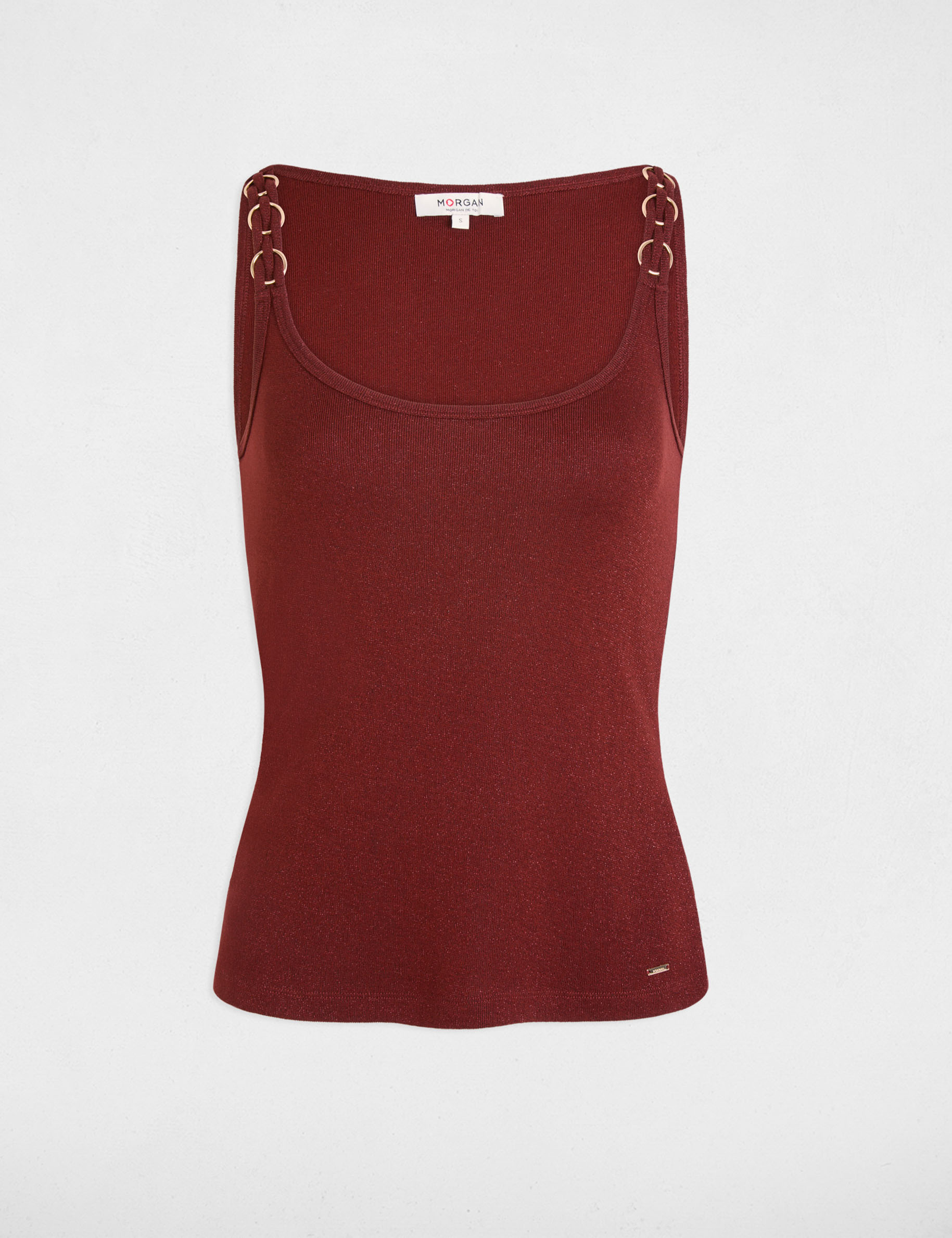 Camiseta ajustada cuello redondo marr&oacute;n co&ntilde;ac mujer
