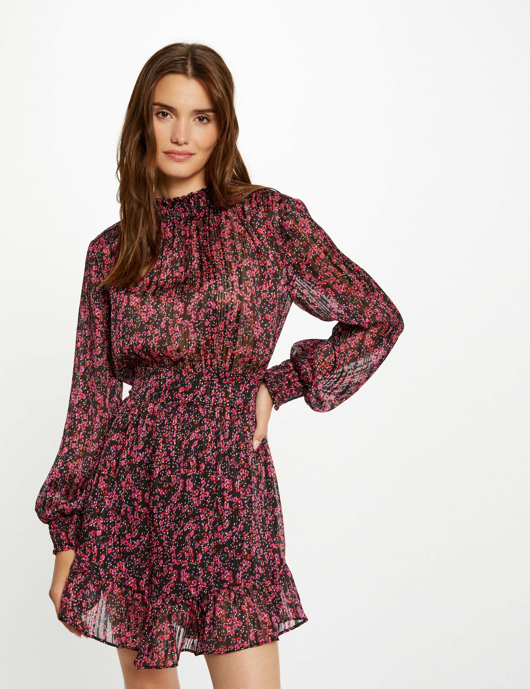 Vestido entallado estampado floral multico mujer