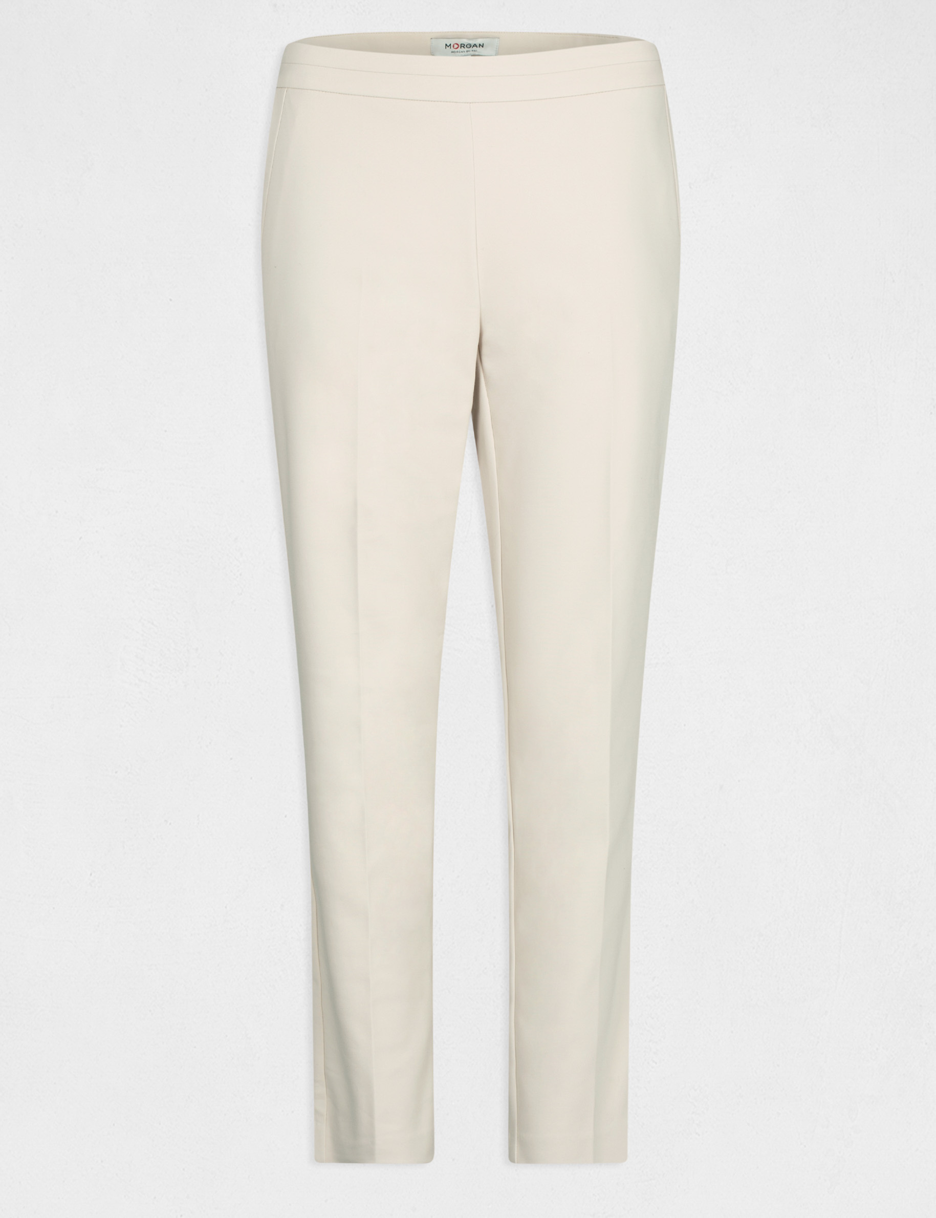 Pantal&oacute;n cigarette estilo corto marfil mujer